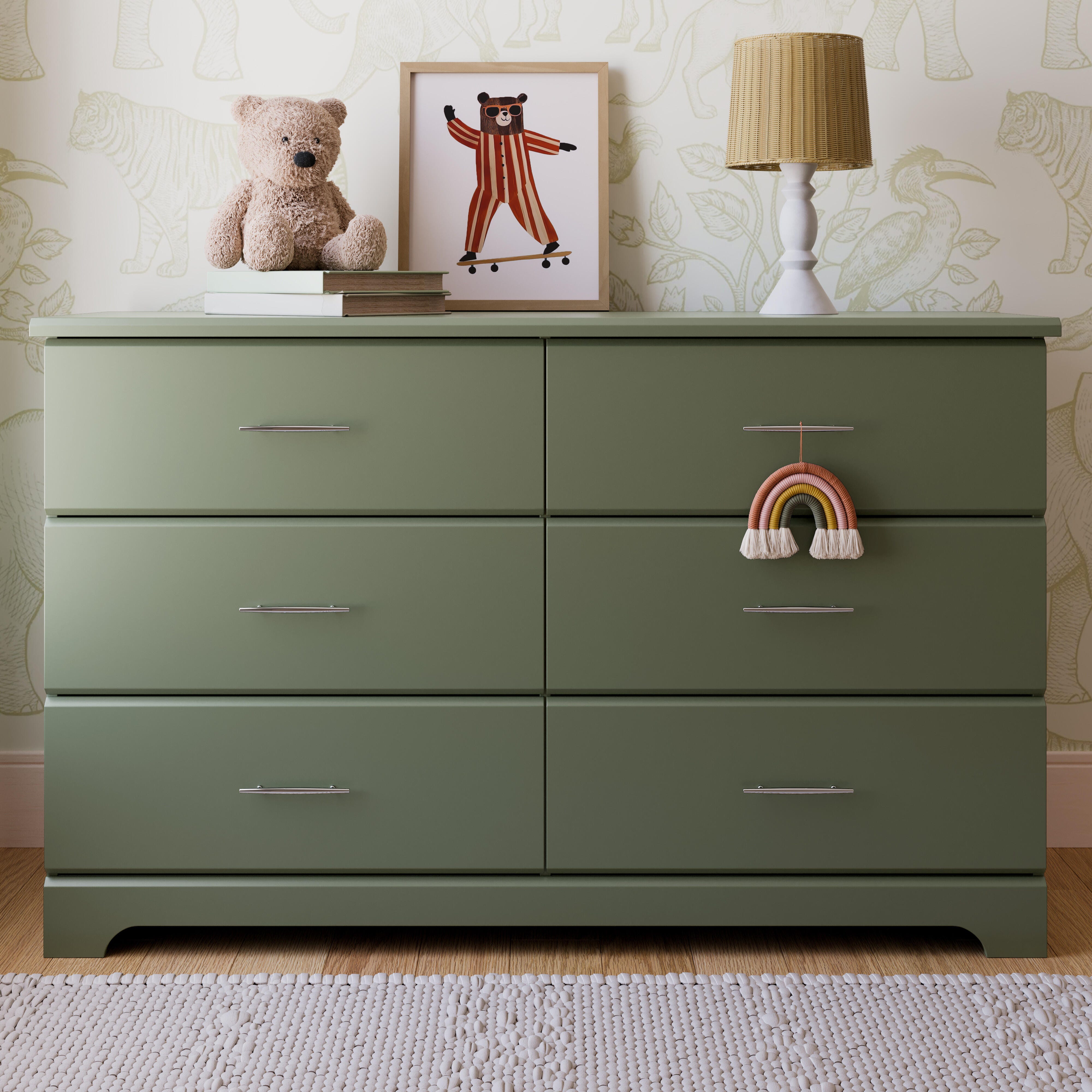 Storkcraft Brookside 6 Drawer Double Dresser, Olive, rollover