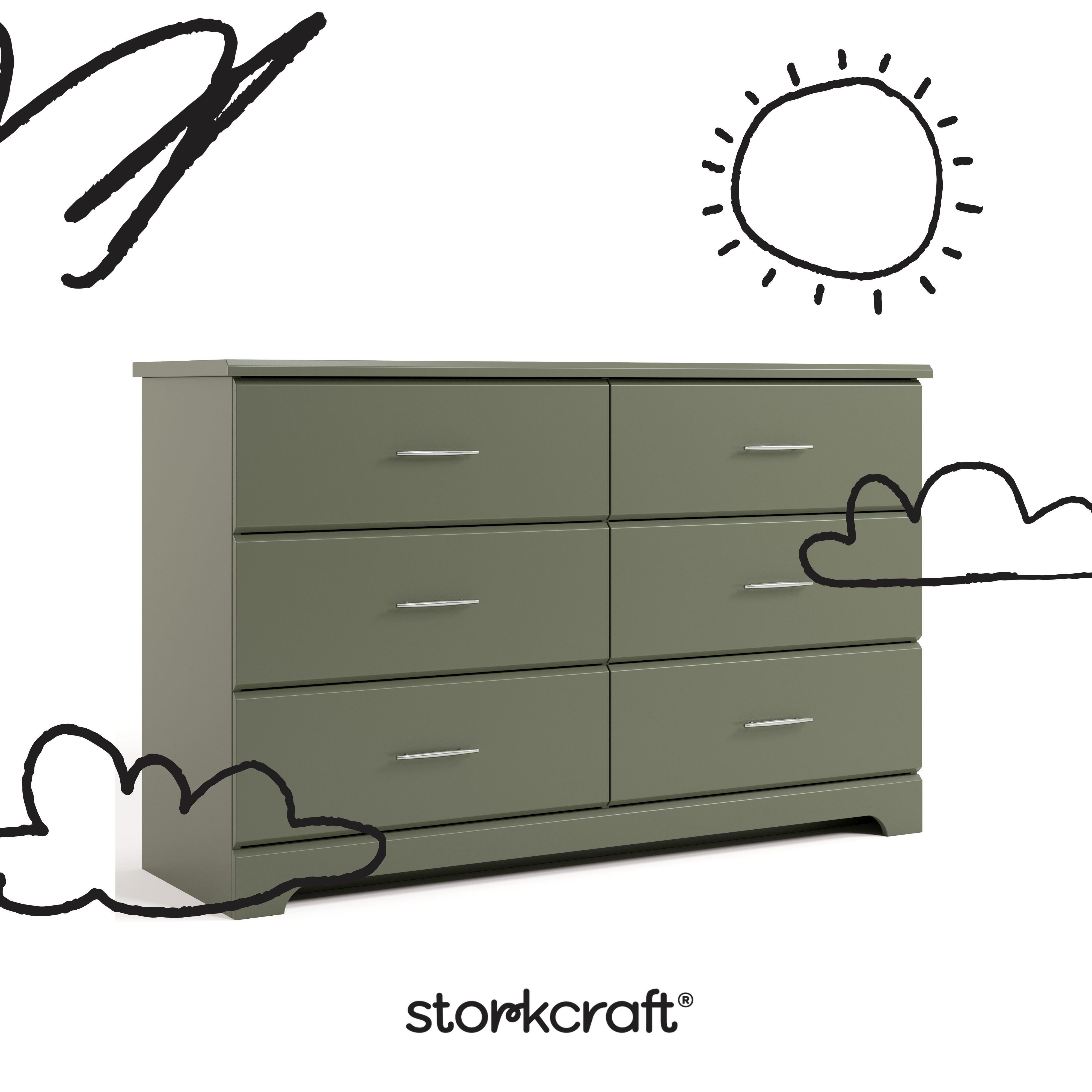 Storkcraft Brookside 6 Drawer Double Dresser, Olive, large