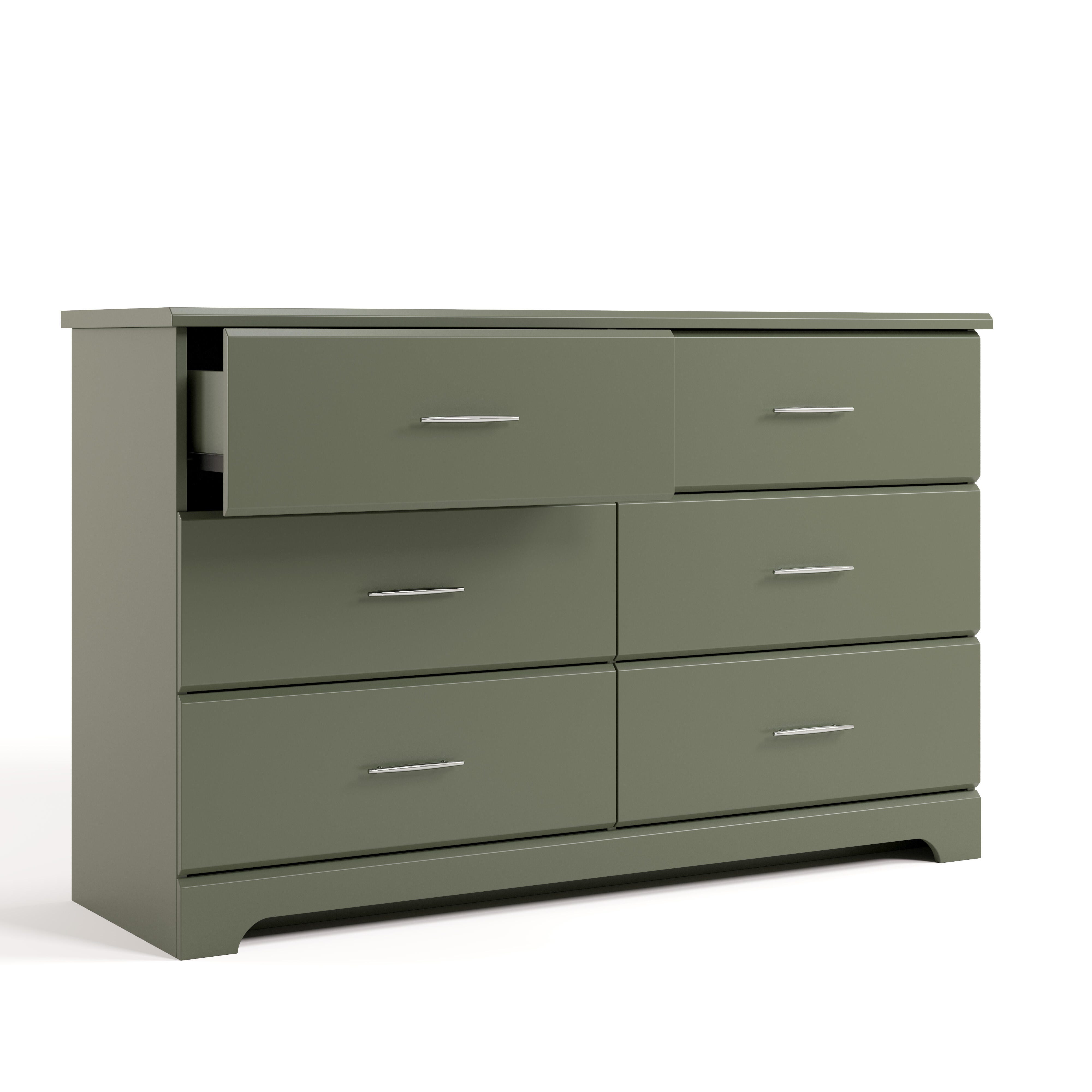 Storkcraft Brookside 6 Drawer Double Dresser, Olive, large