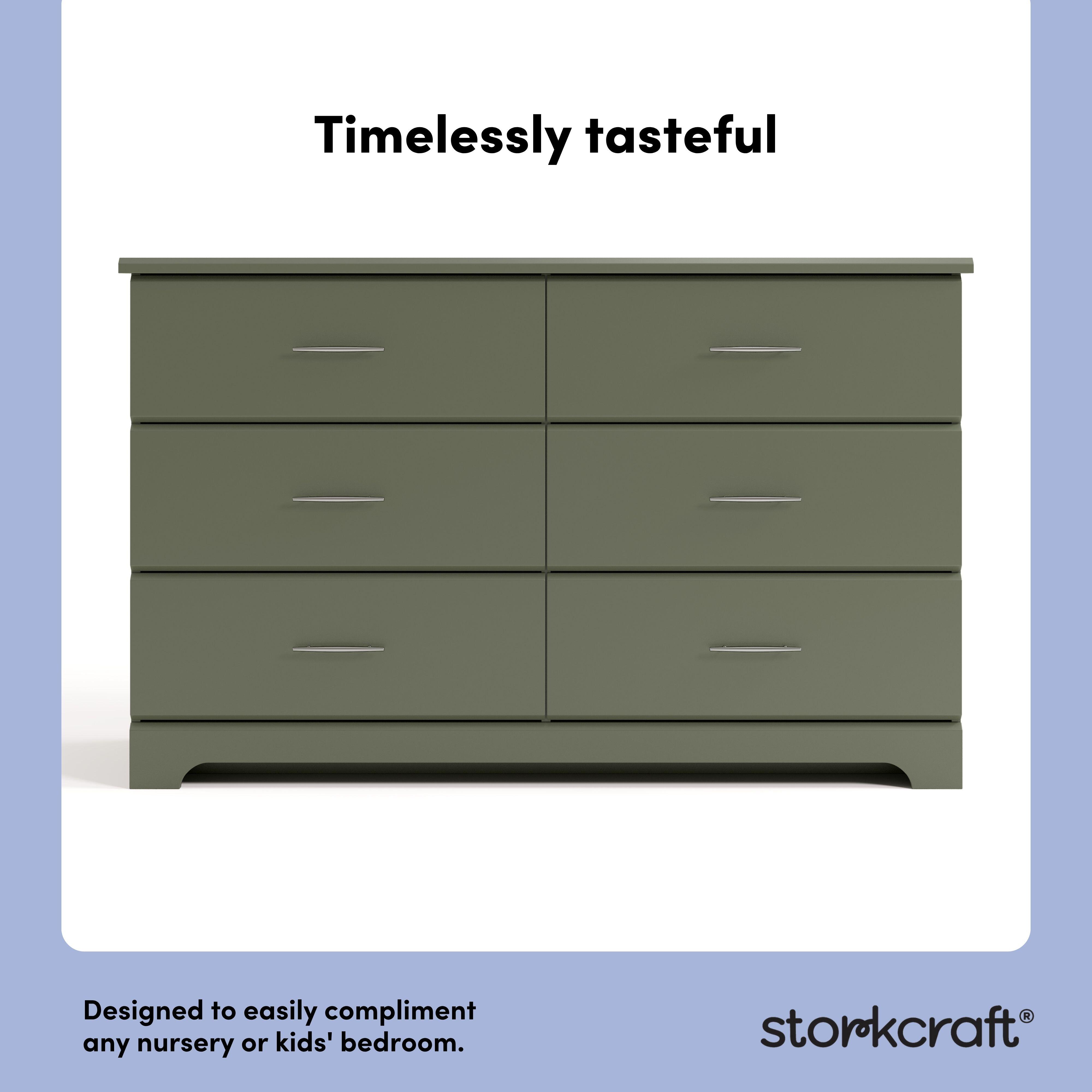 Storkcraft Brookside 6 Drawer Double Dresser, Olive, large