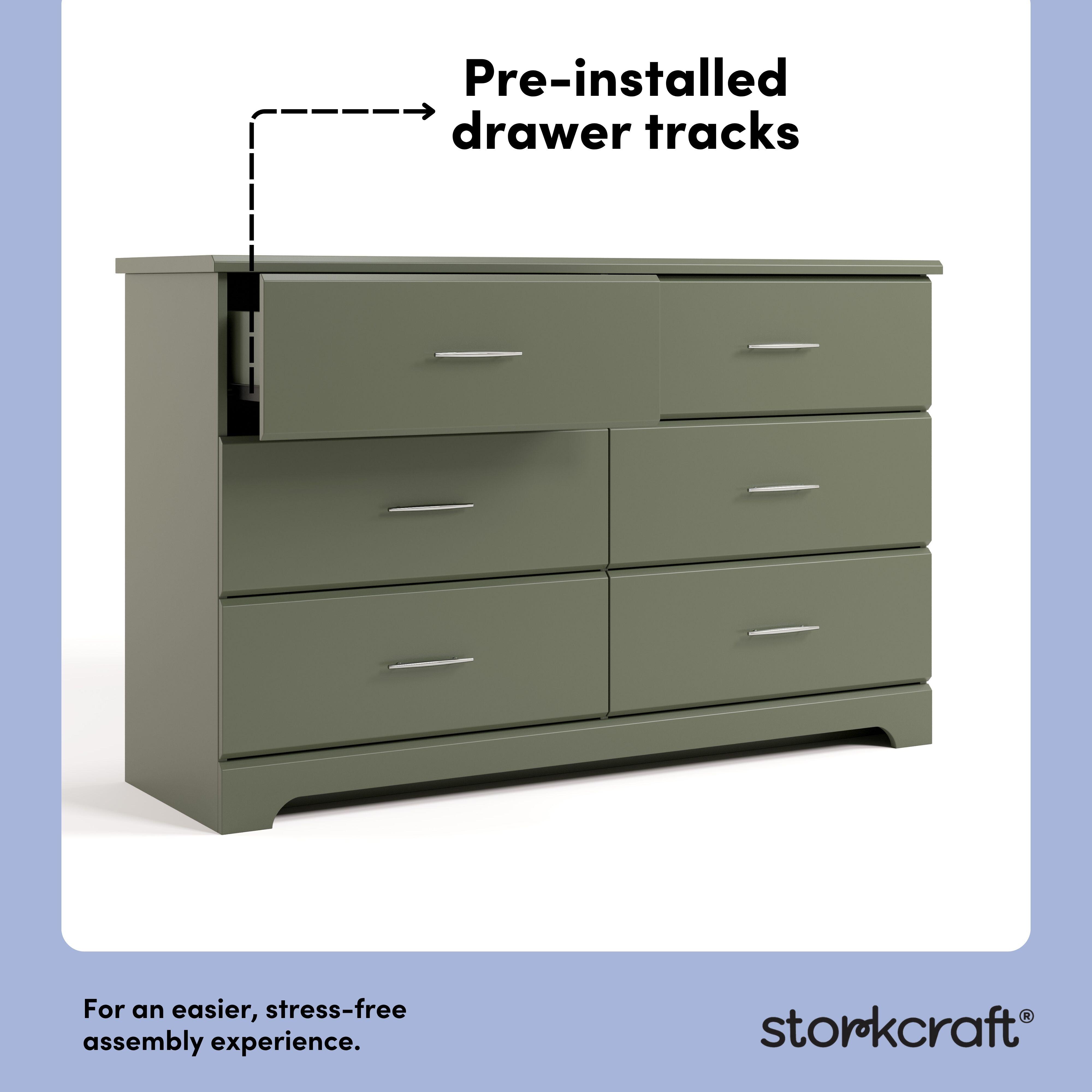 Storkcraft Brookside 6 Drawer Double Dresser, Olive, large