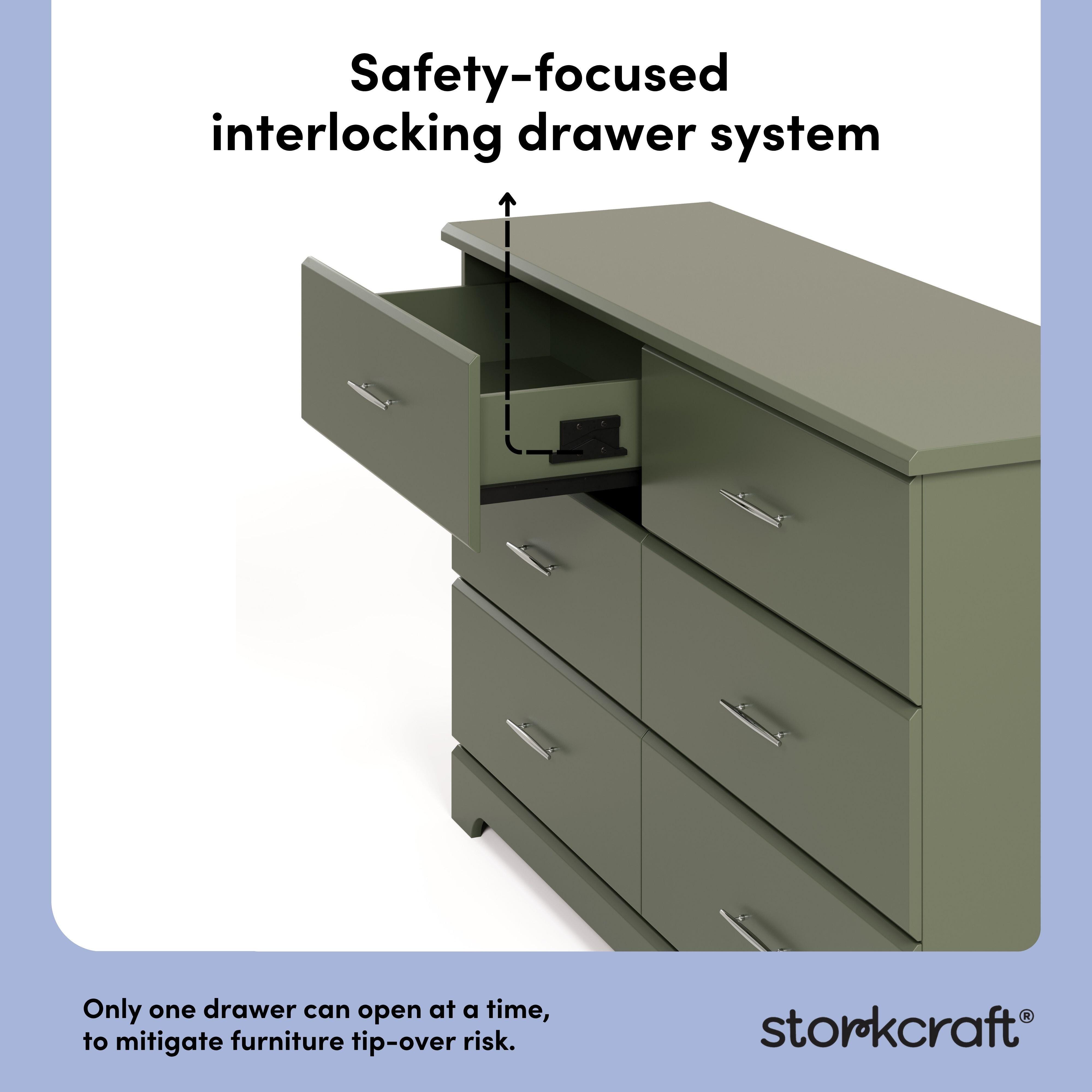 Storkcraft Brookside 6 Drawer Double Dresser, Olive, large