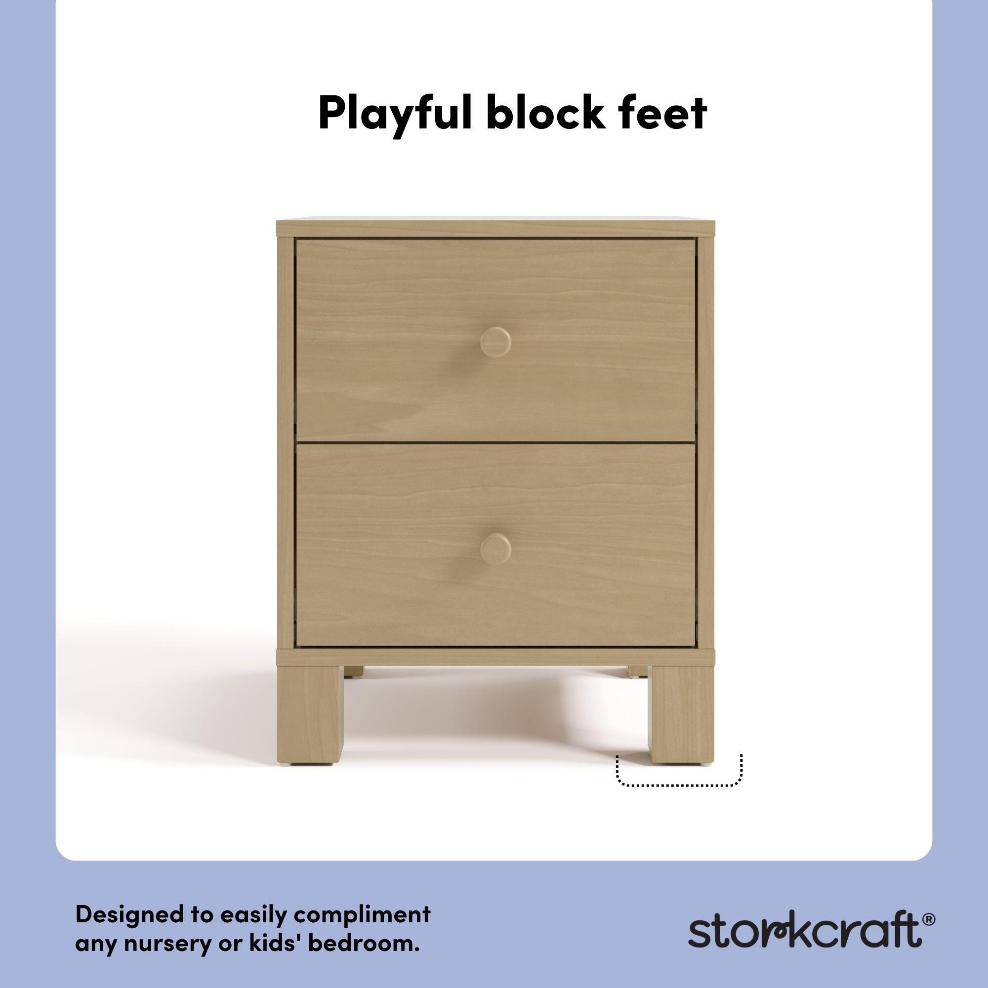 Storkcraft California 18" 2 Drawer Nightstand, Driftwood, large