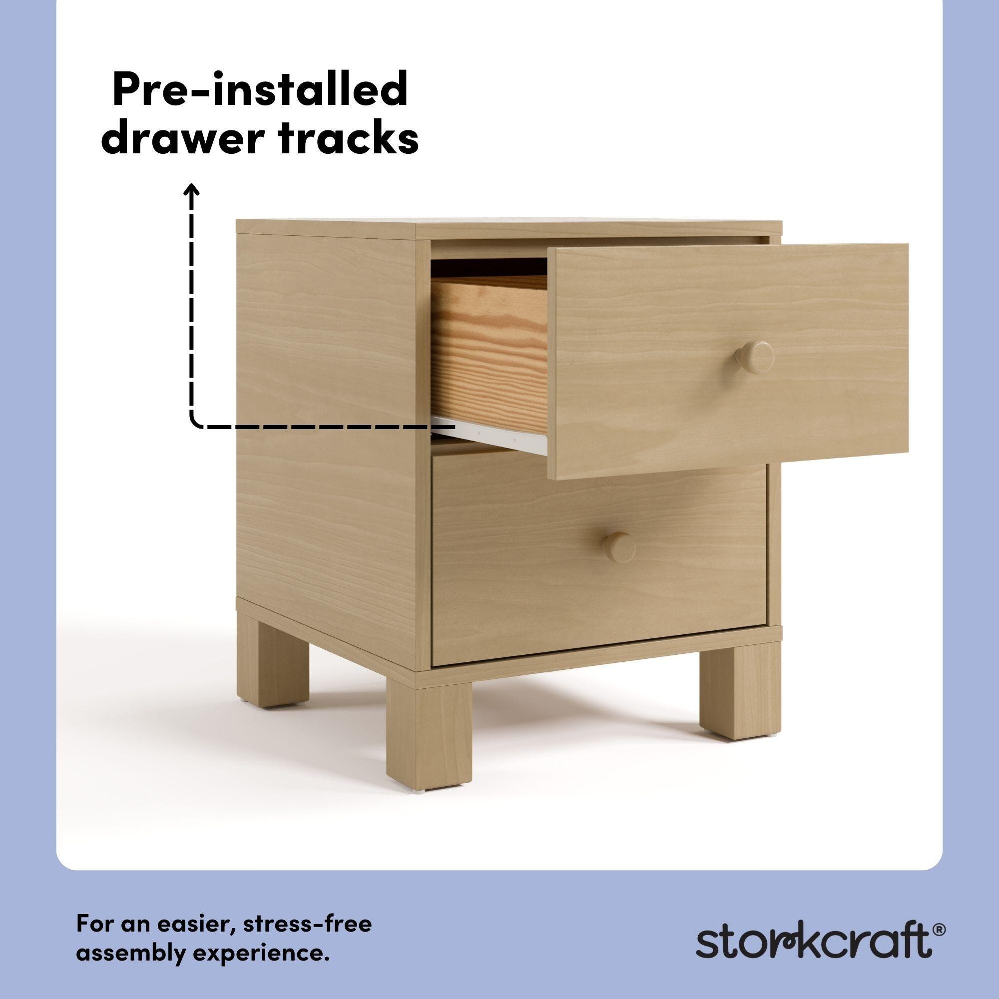 Storkcraft California 18" 2 Drawer Nightstand, Driftwood, large