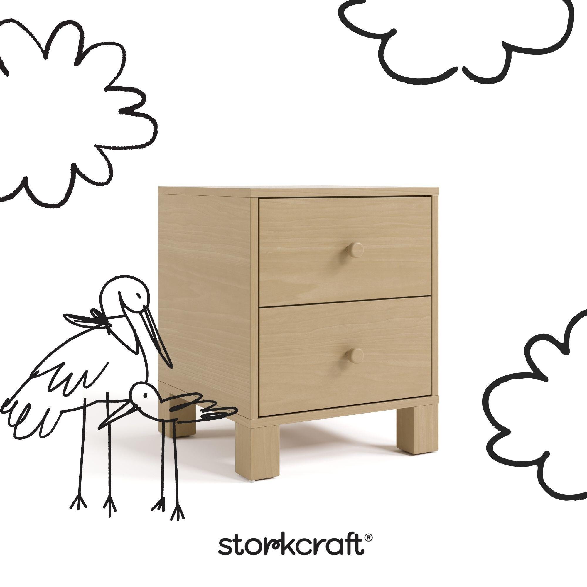 Storkcraft California 18" 2 Drawer Nightstand, Driftwood, large