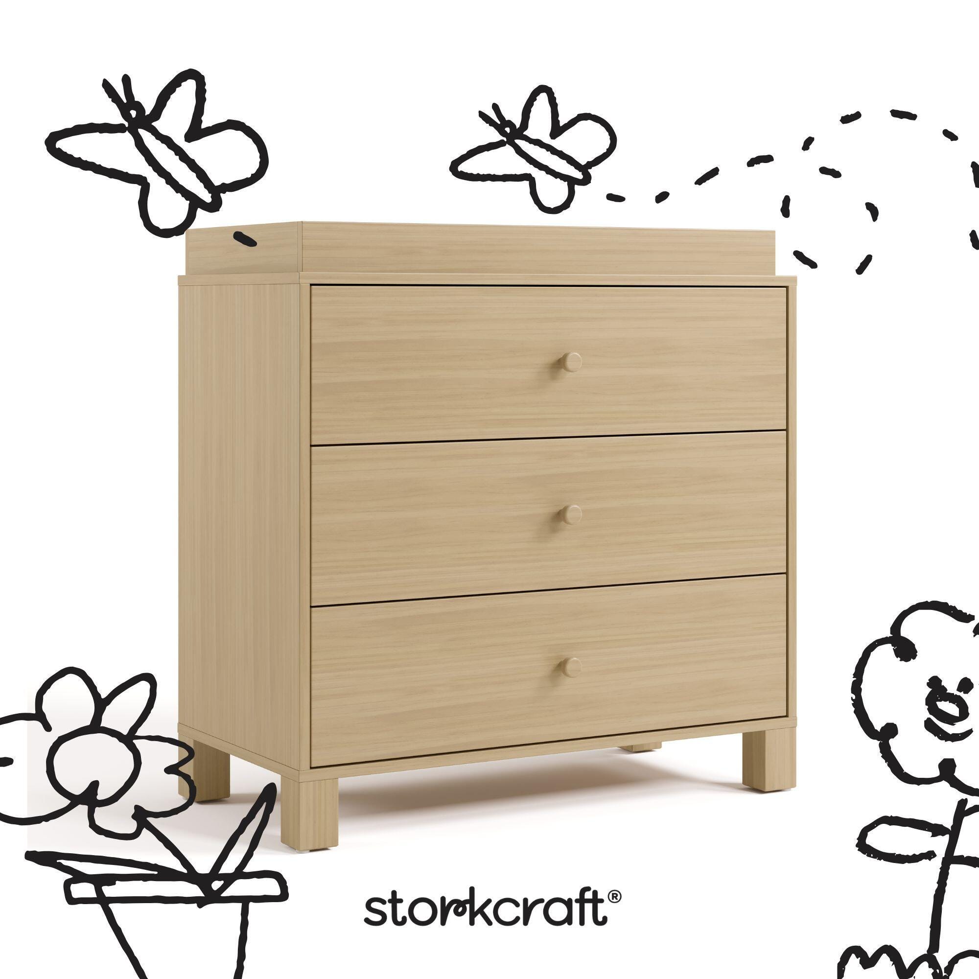 Storkcraft California 3 Drawer Chest with Changing Topper, Driftwood, large