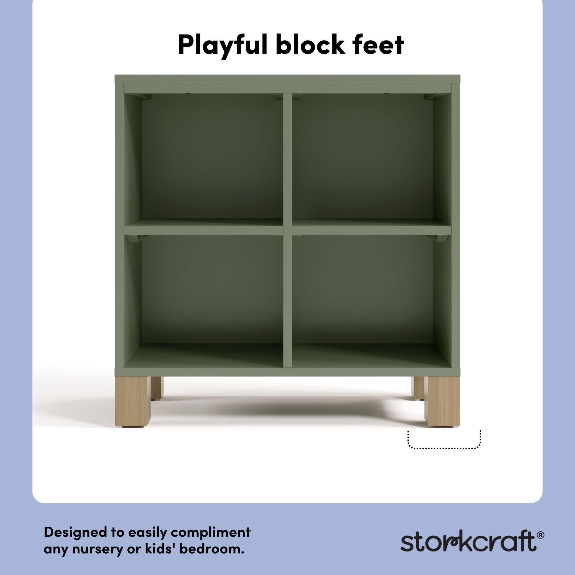 Storkcraft California Cube Organizer Bookcase, Olive/Driftwood, large