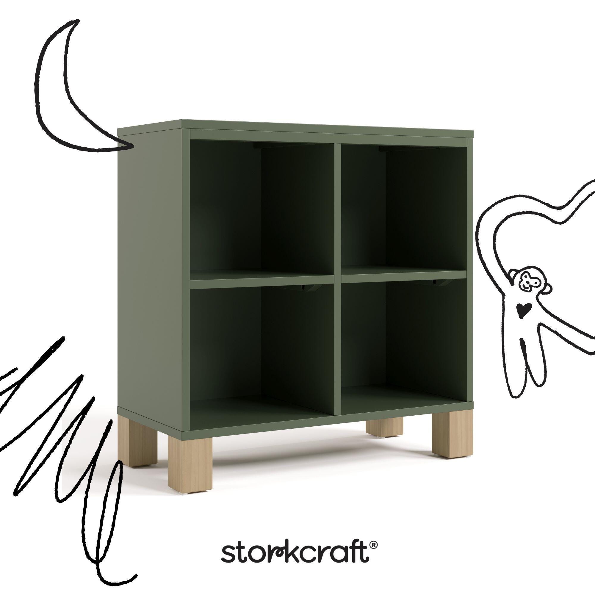 Storkcraft California Cube Organizer Bookcase, Olive/Driftwood, large