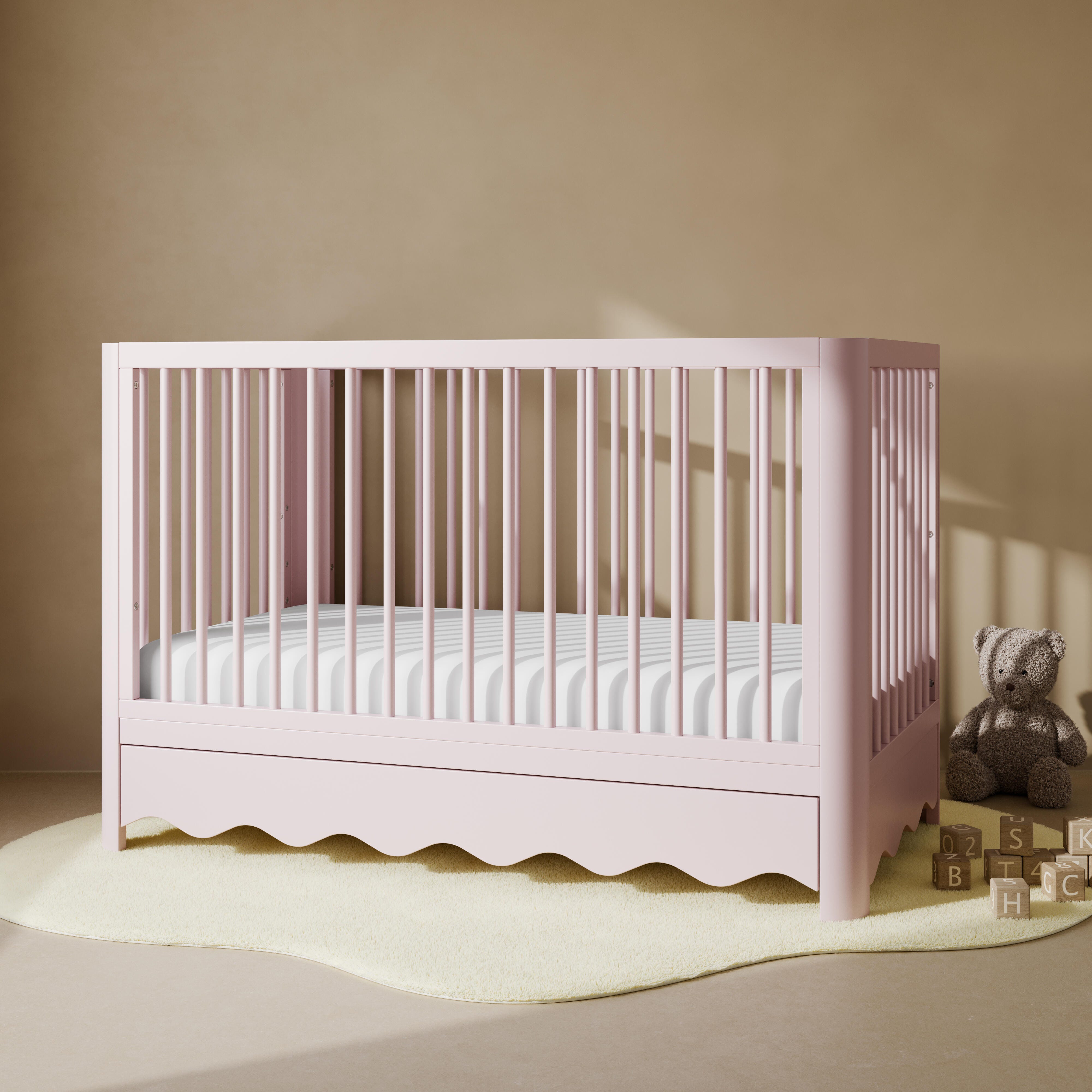 Storkcraft Casablanca 5-in-1 Convertible Crib With Storage Drawer, Blush, rollover