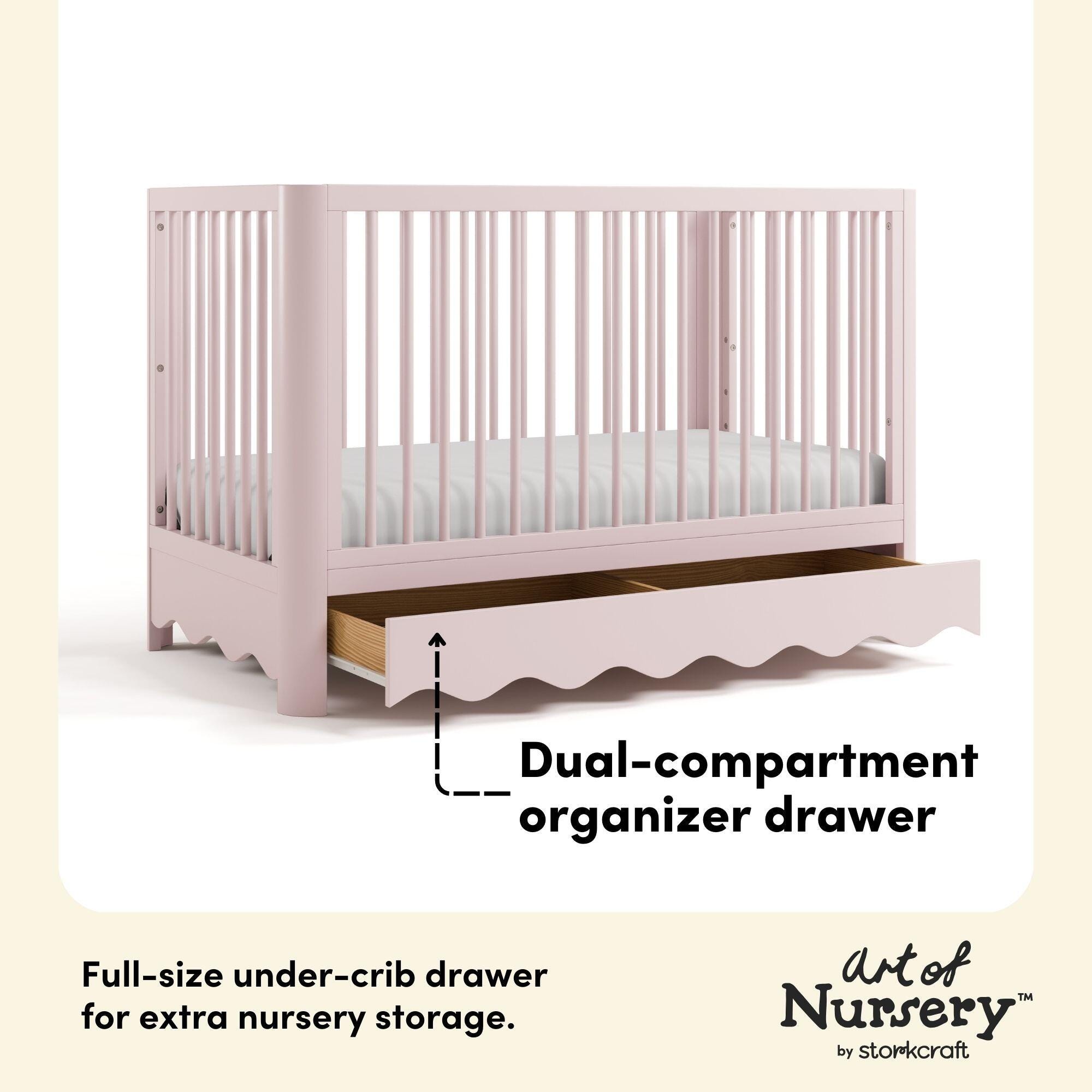 Storkcraft Casablanca 5-in-1 Convertible Crib With Storage Drawer, Blush, large