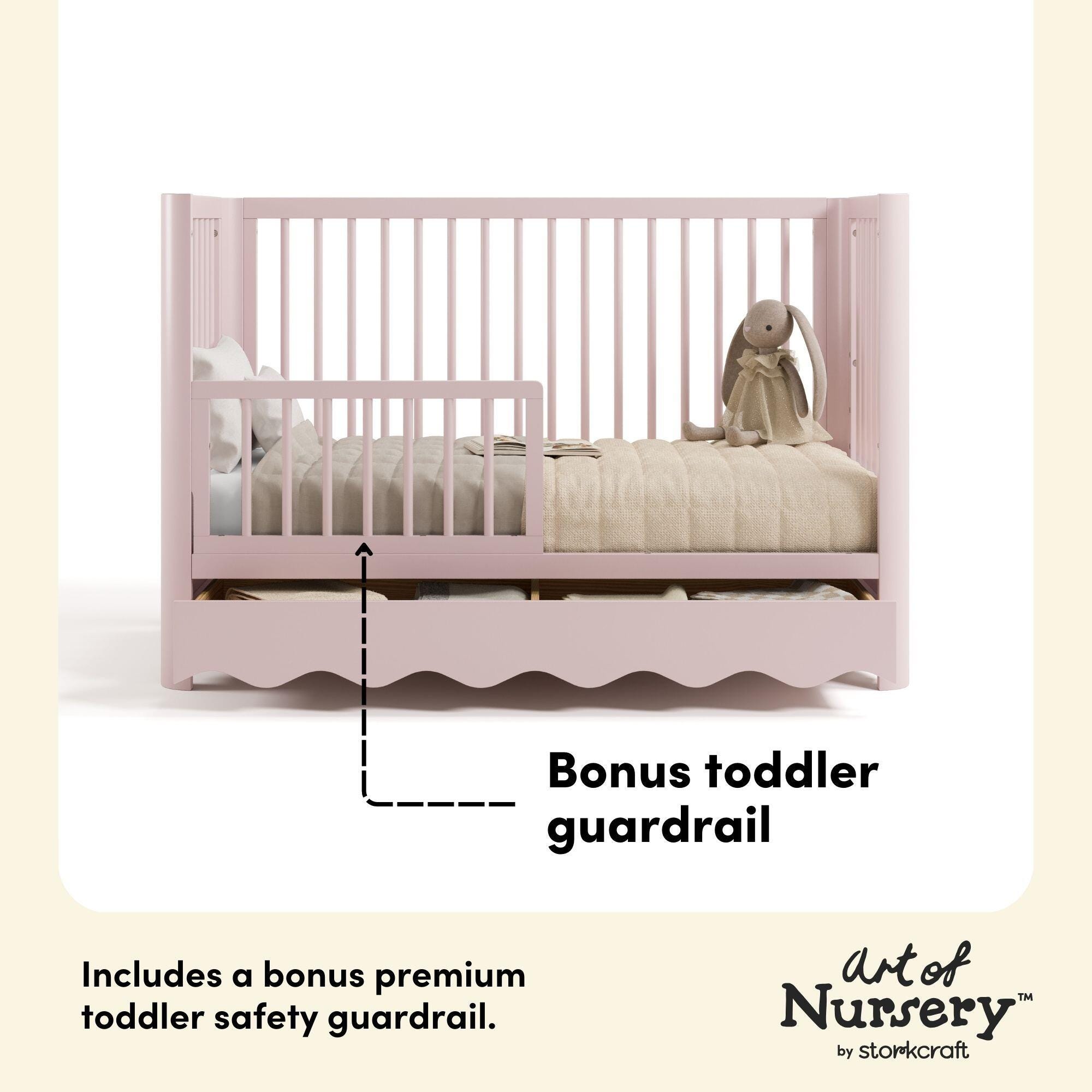 Storkcraft Casablanca 5-in-1 Convertible Crib With Storage Drawer, Blush, large