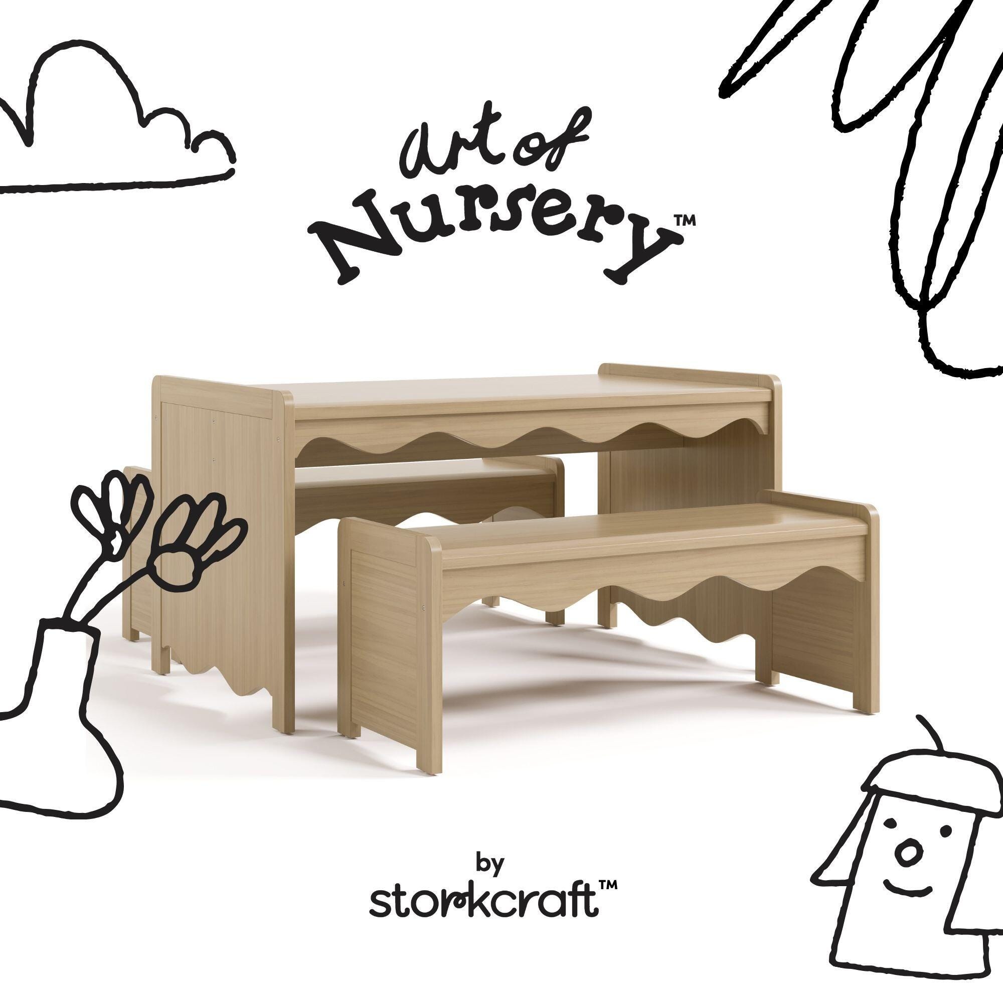 Storkcraft Casablanca Kids Table and Bench Set, Driftwood, large