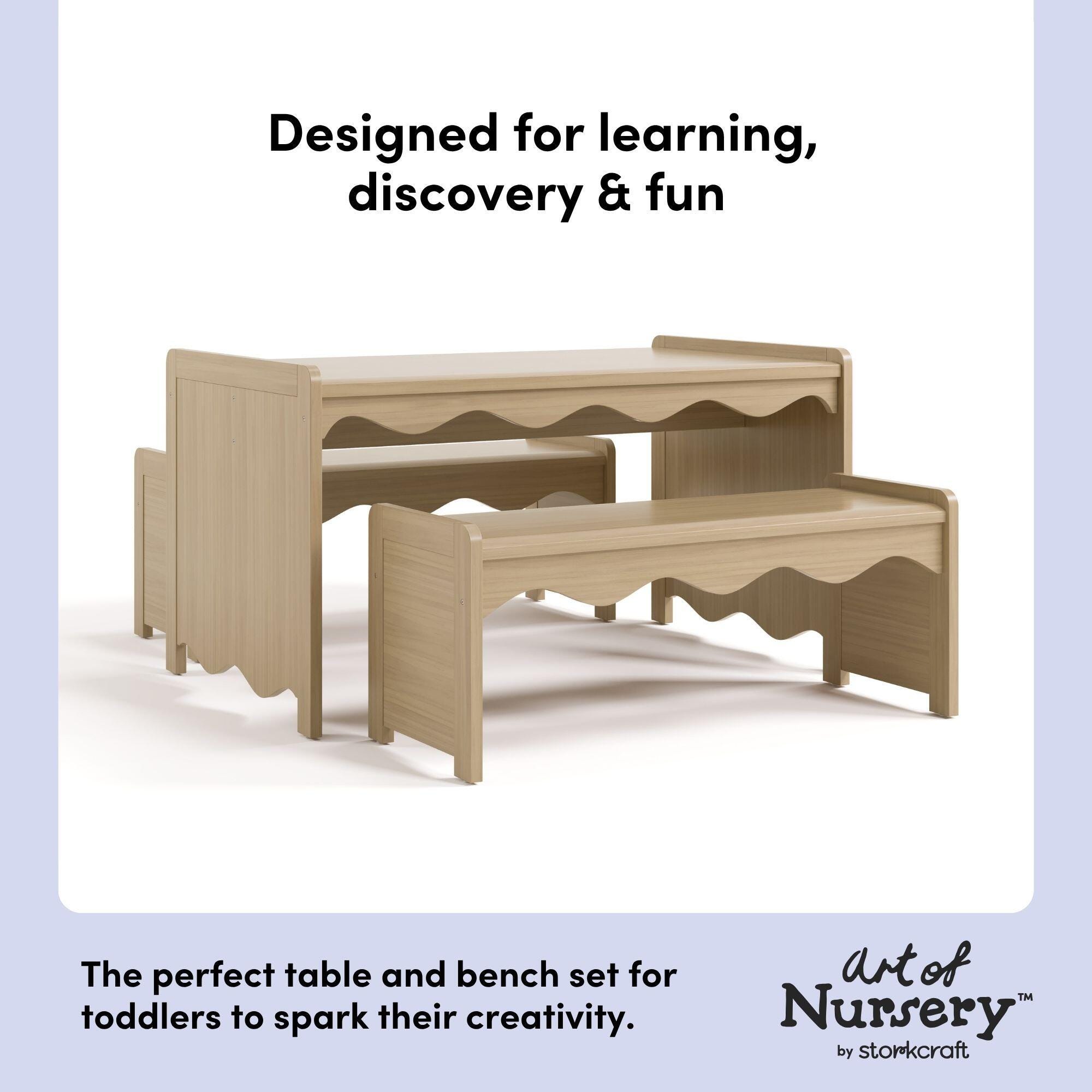 Storkcraft Casablanca Kids Table and Bench Set, Driftwood, large