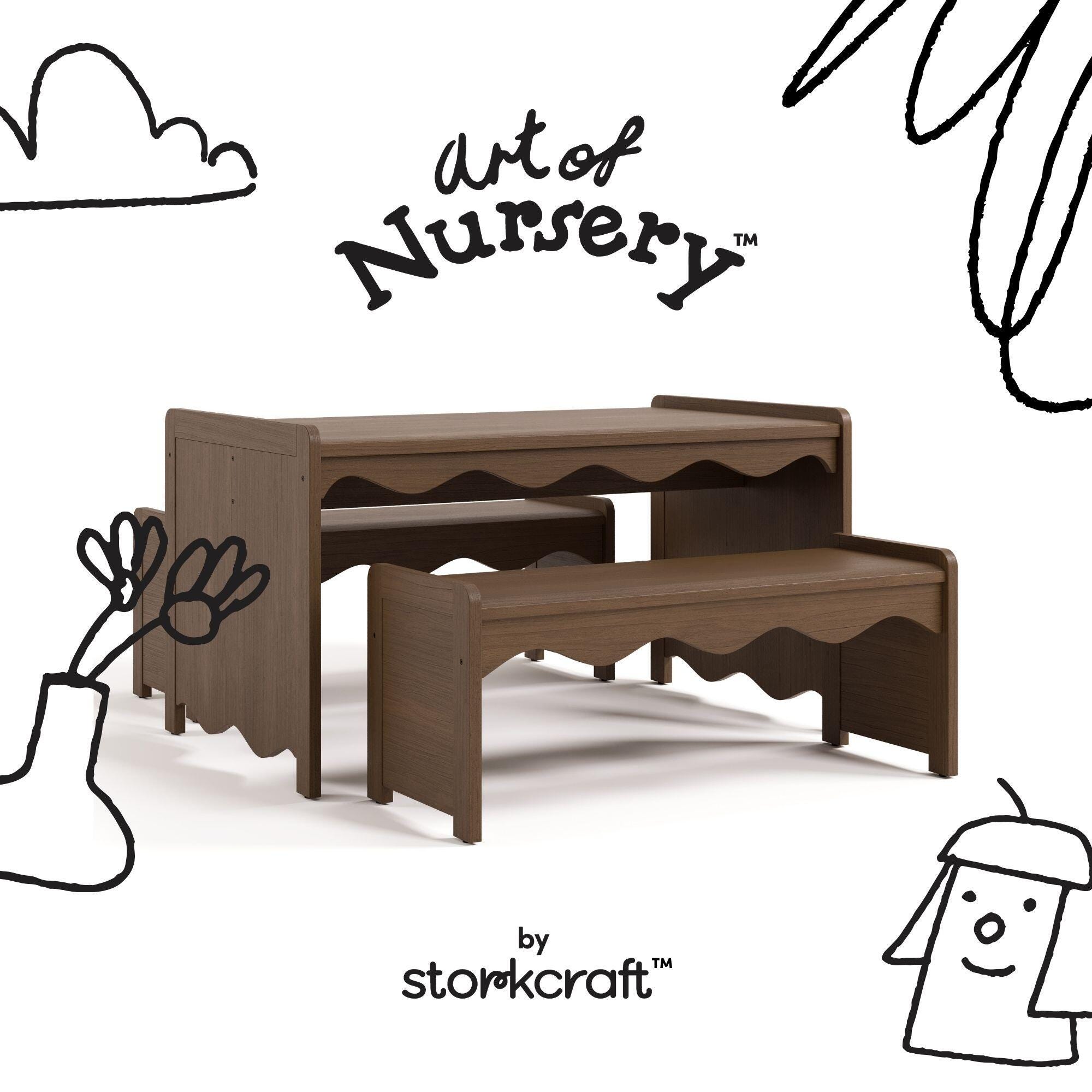 Storkcraft Casablanca Kids Table and Bench Set, Hazelnut, large