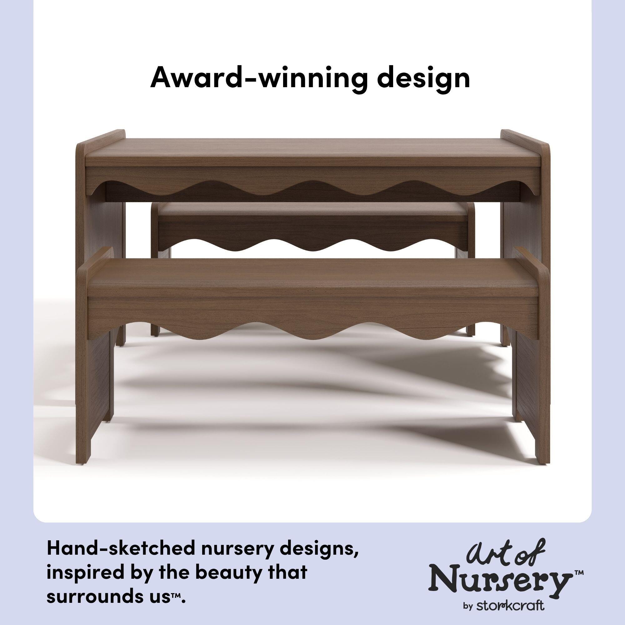 Storkcraft Casablanca Kids Table and Bench Set, Hazelnut, large