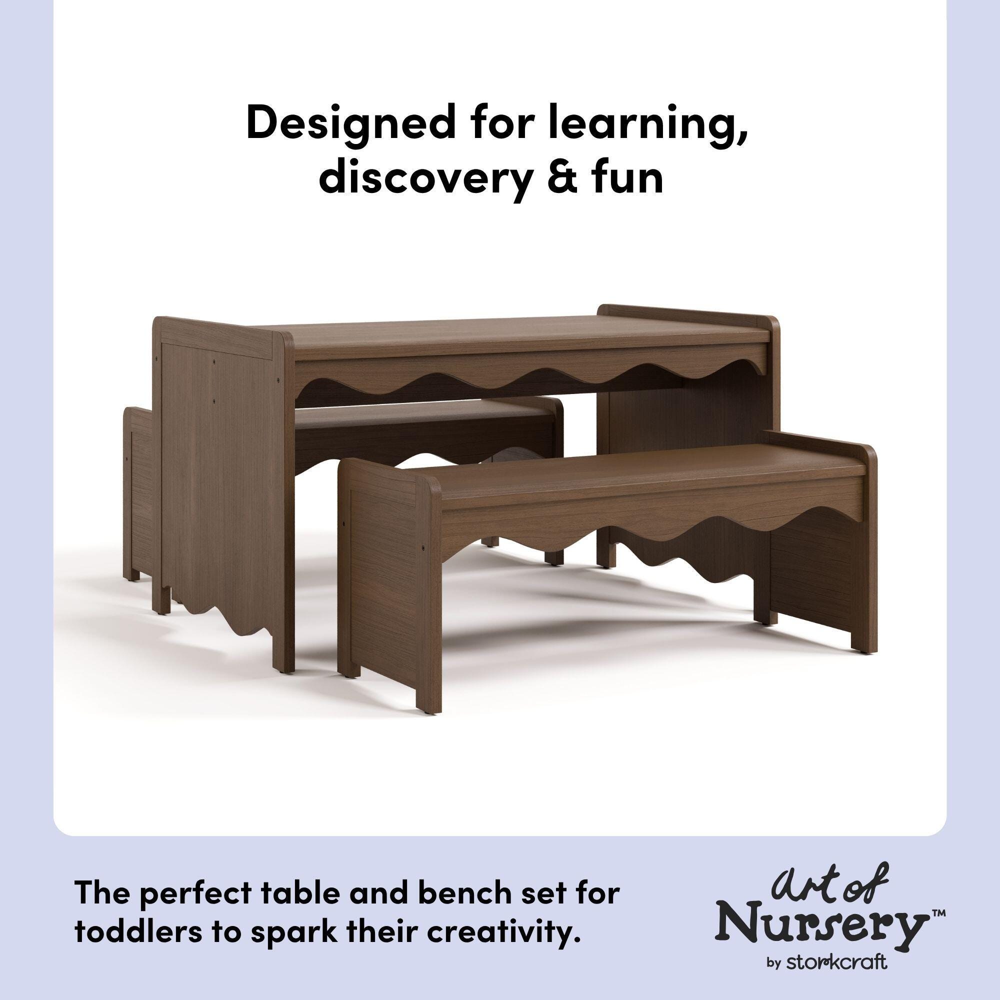 Storkcraft Casablanca Kids Table and Bench Set, Hazelnut, large
