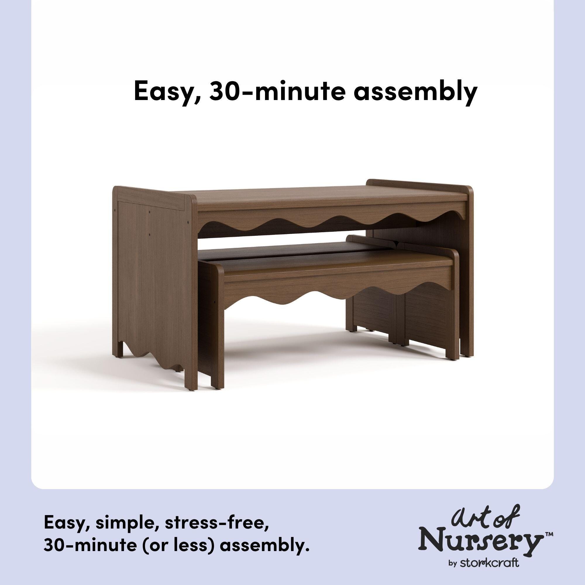 Storkcraft Casablanca Kids Table and Bench Set, Hazelnut, large