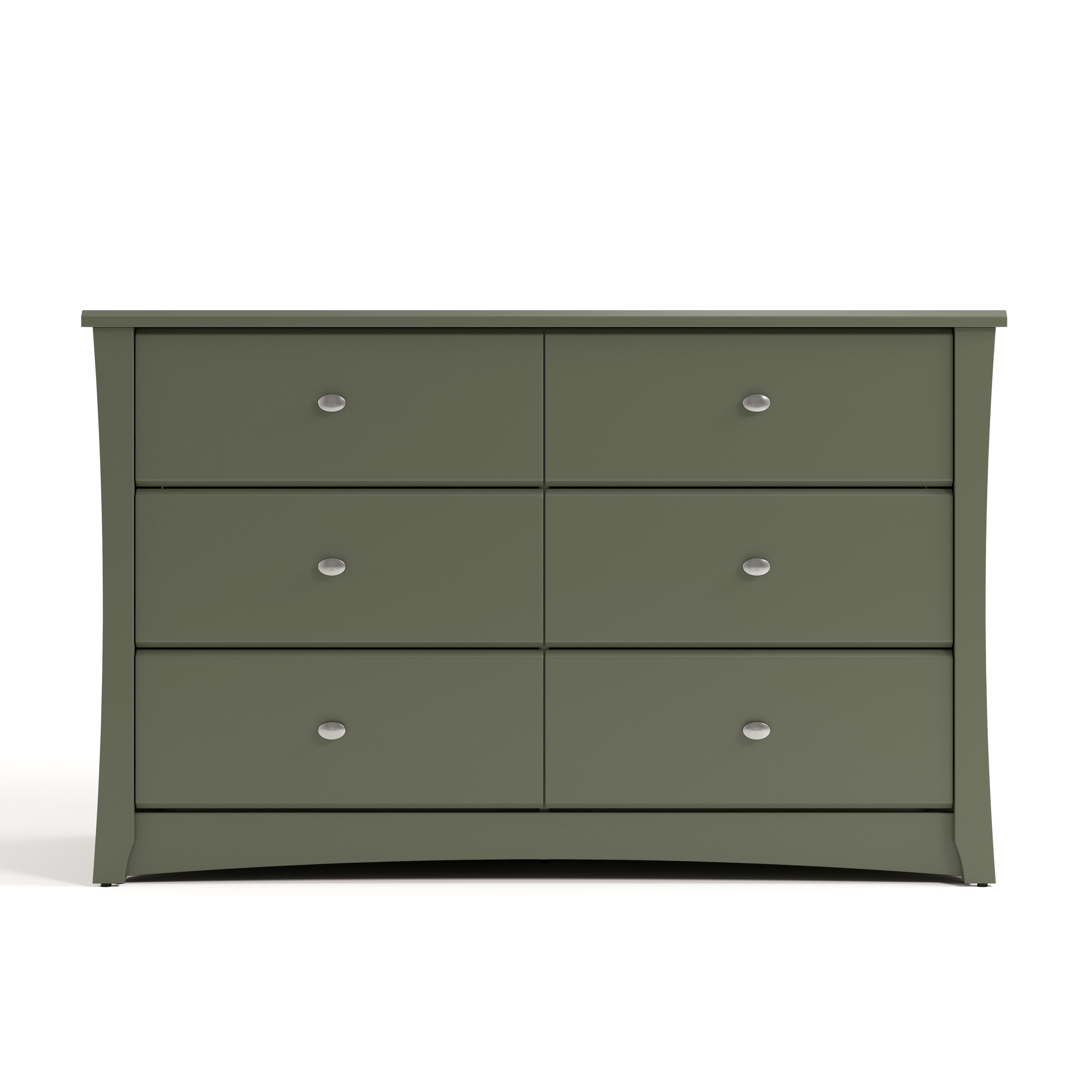 Storkcraft Crescent 6 Drawer Double Dresser, Olive, large