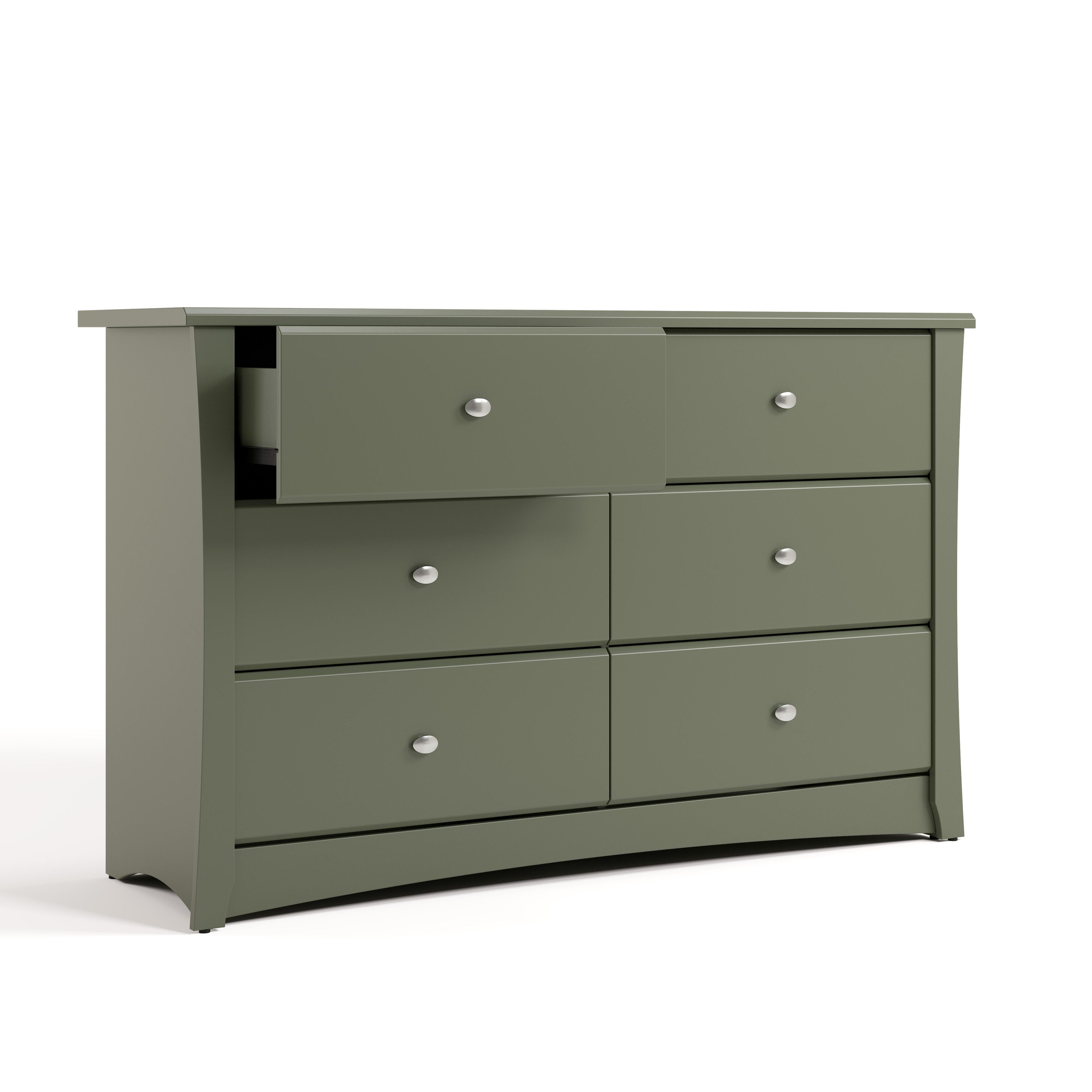 Storkcraft Crescent 6 Drawer Double Dresser, Olive, large