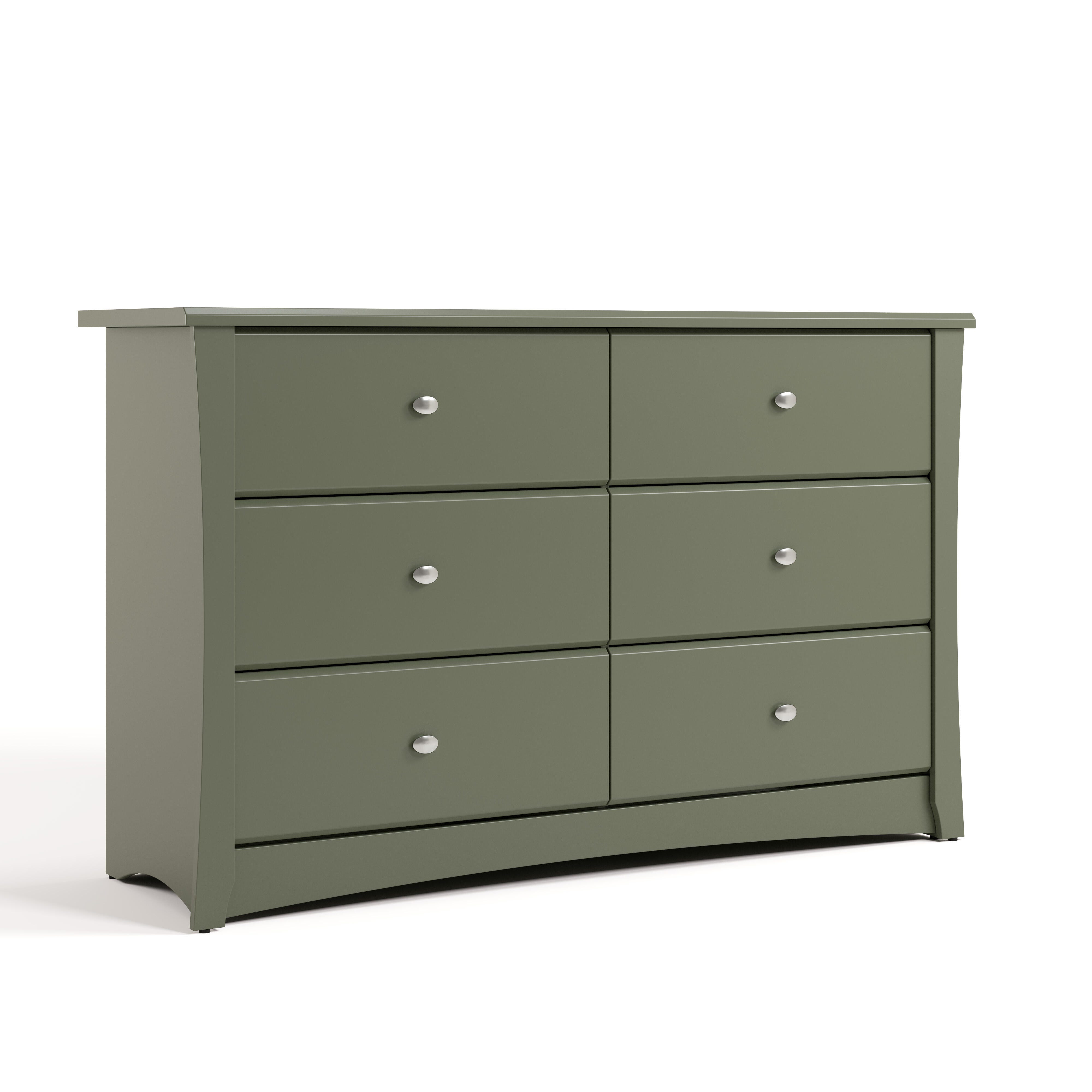 Storkcraft Crescent 6 Drawer Double Dresser, Olive, large