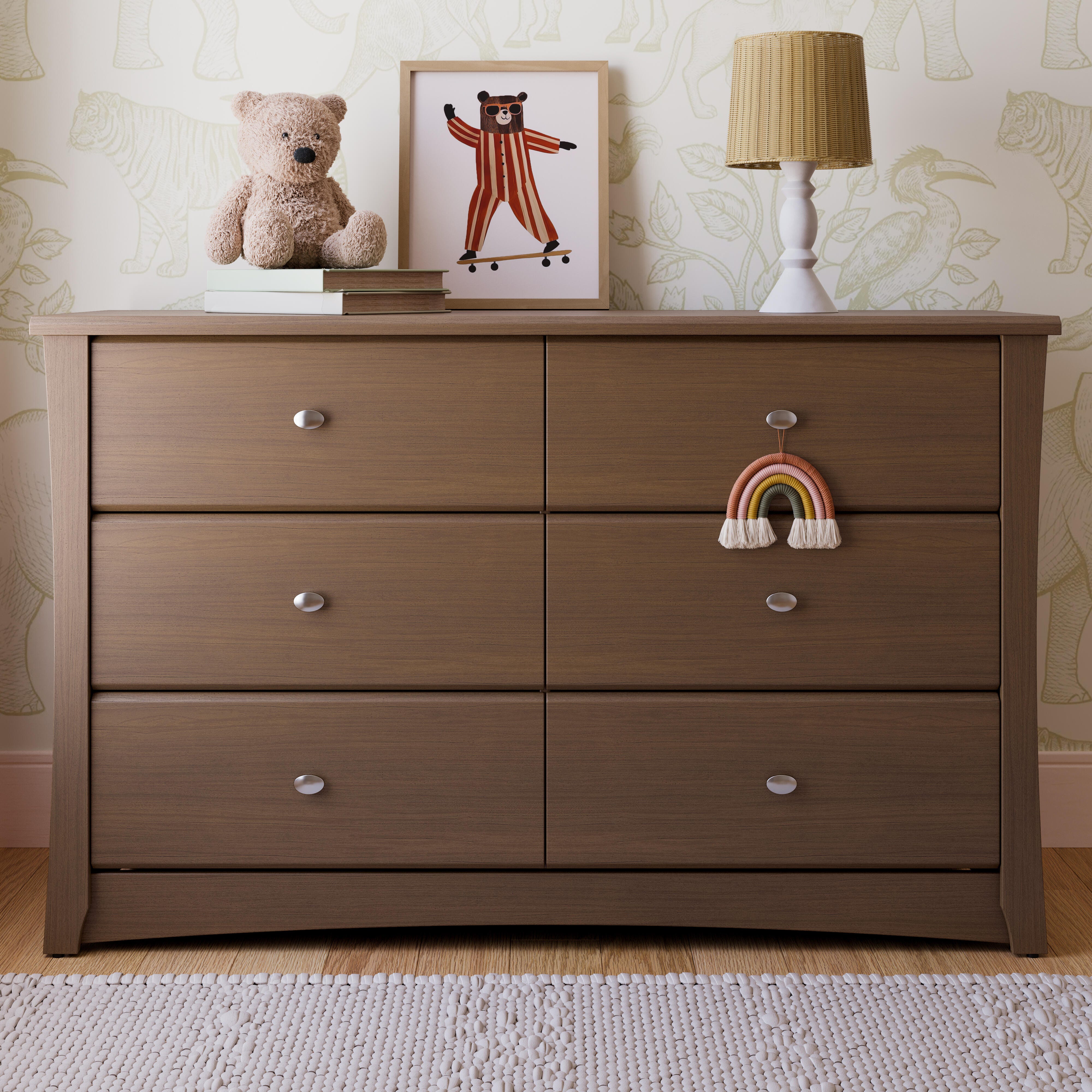 Storkcraft Crescent 6 Drawer Double Dresser, Hazelnut, rollover