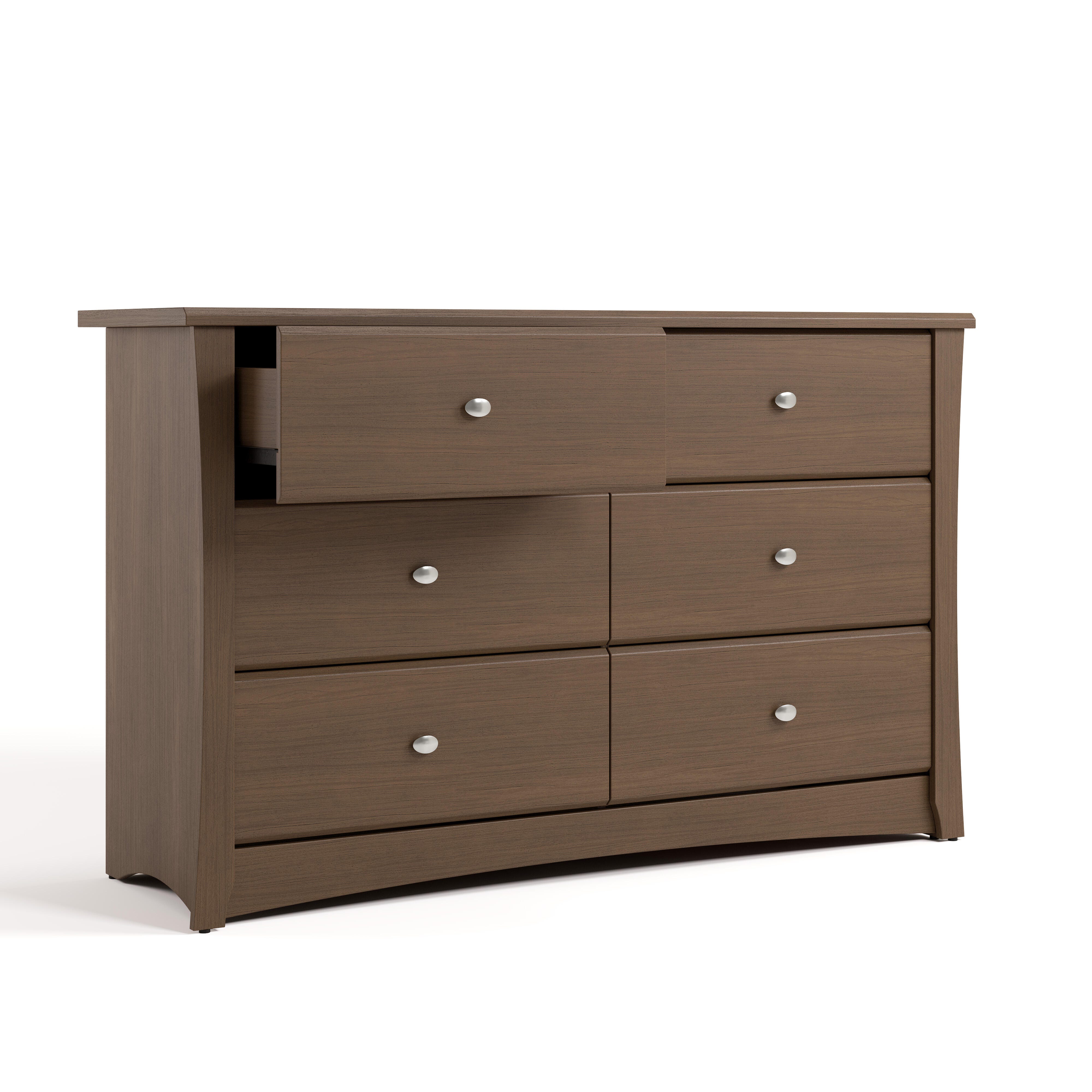 Storkcraft Crescent 6 Drawer Double Dresser, Hazelnut, large