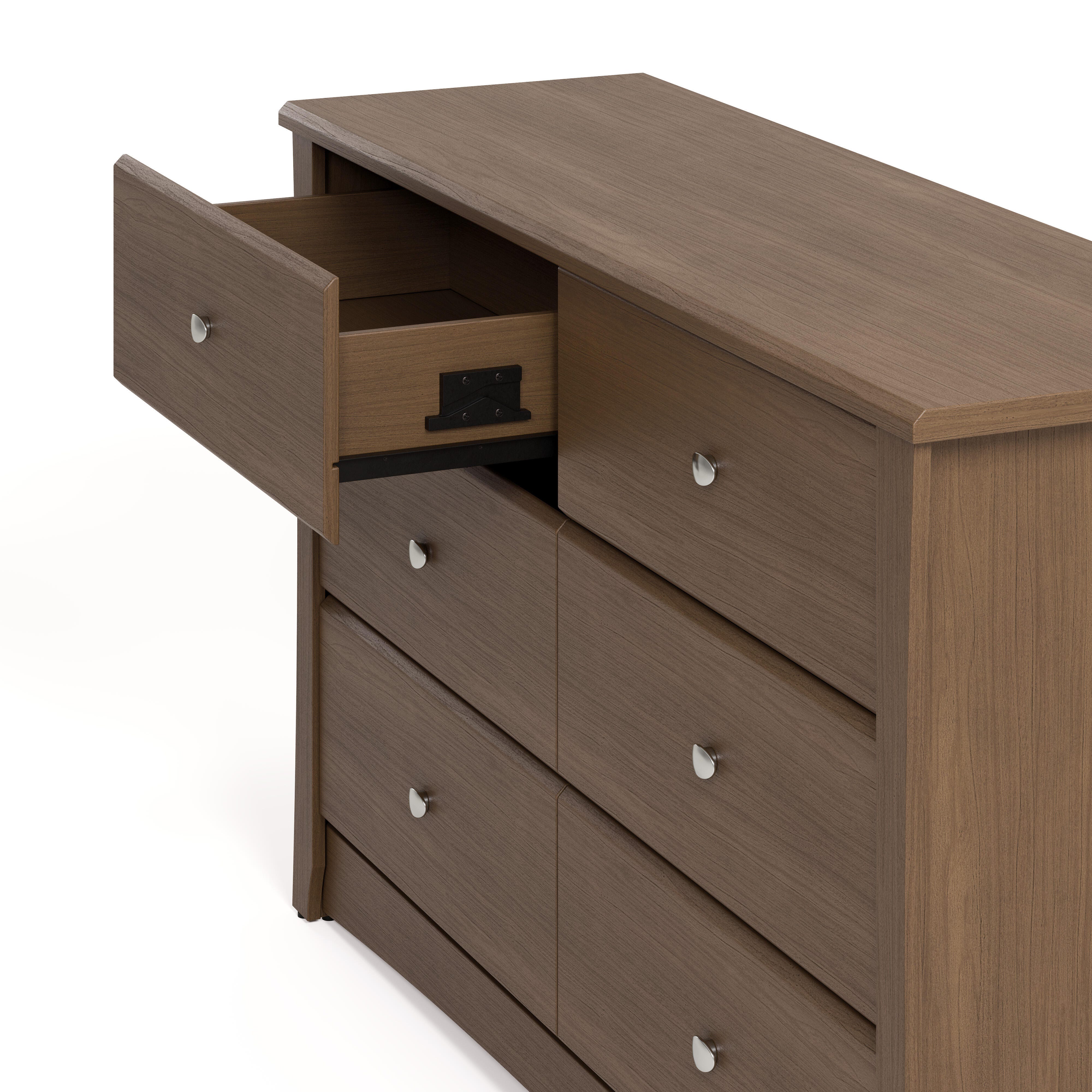 Storkcraft Crescent 6 Drawer Double Dresser, Hazelnut, large