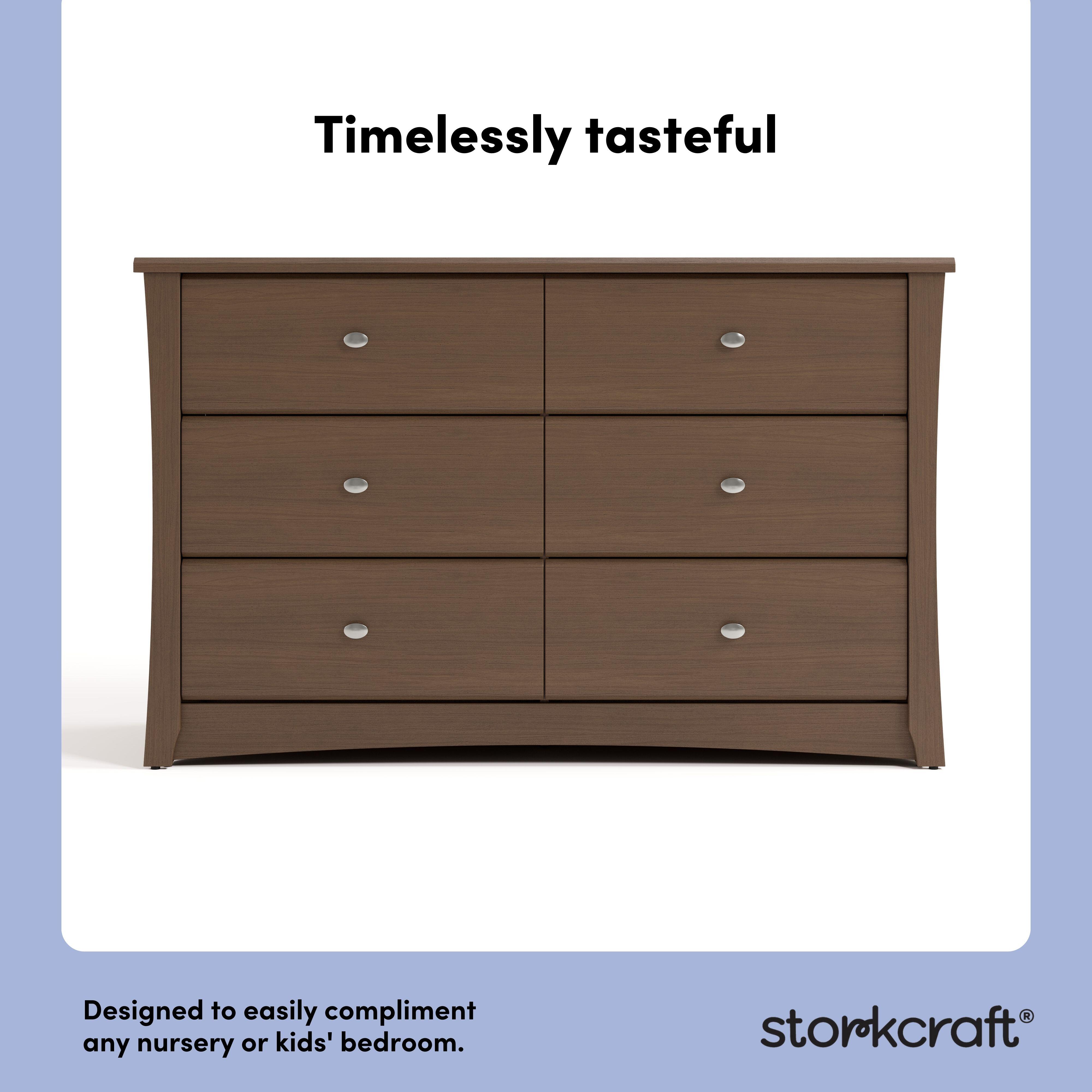 Storkcraft Crescent 6 Drawer Double Dresser, Hazelnut, large