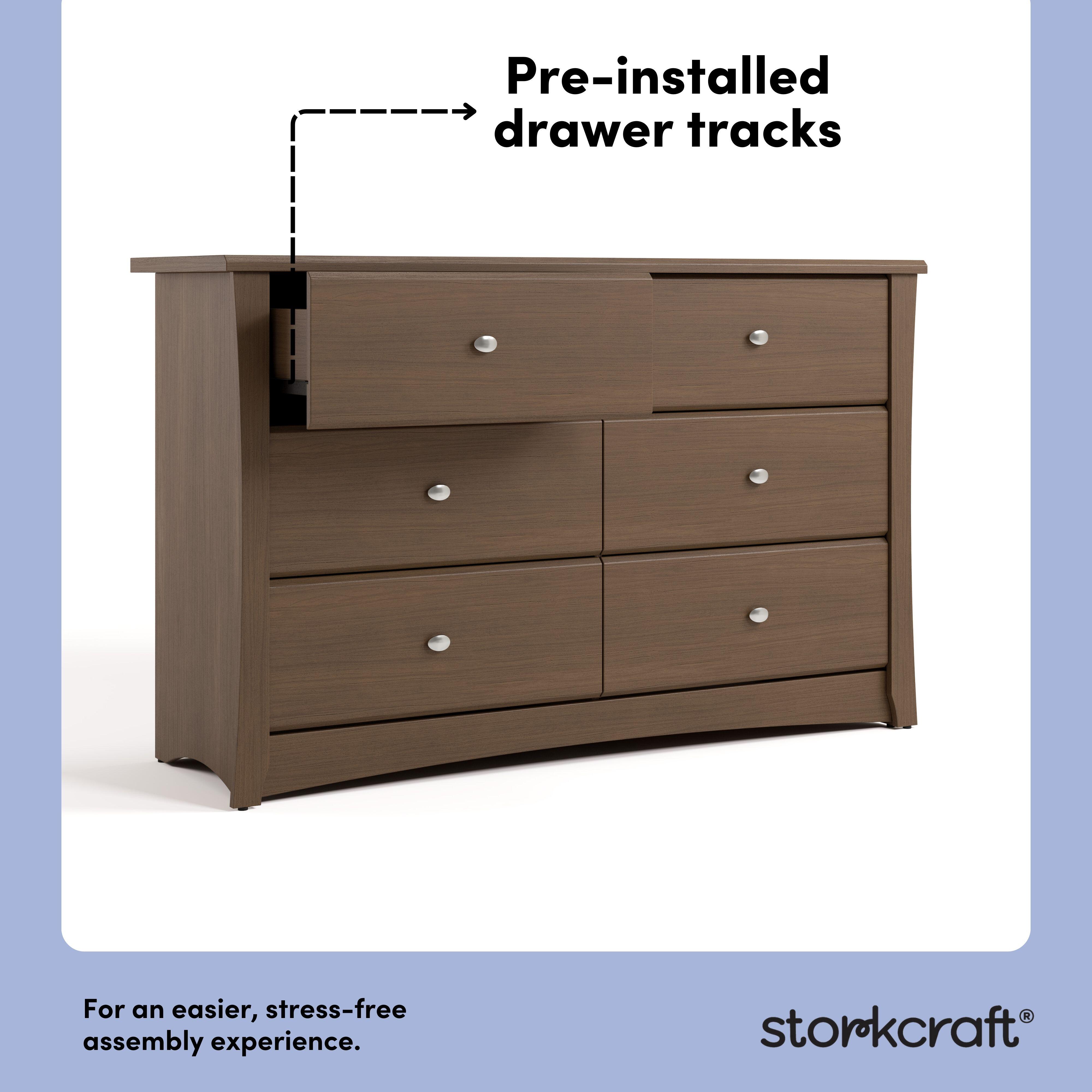 Storkcraft Crescent 6 Drawer Double Dresser, Hazelnut, large