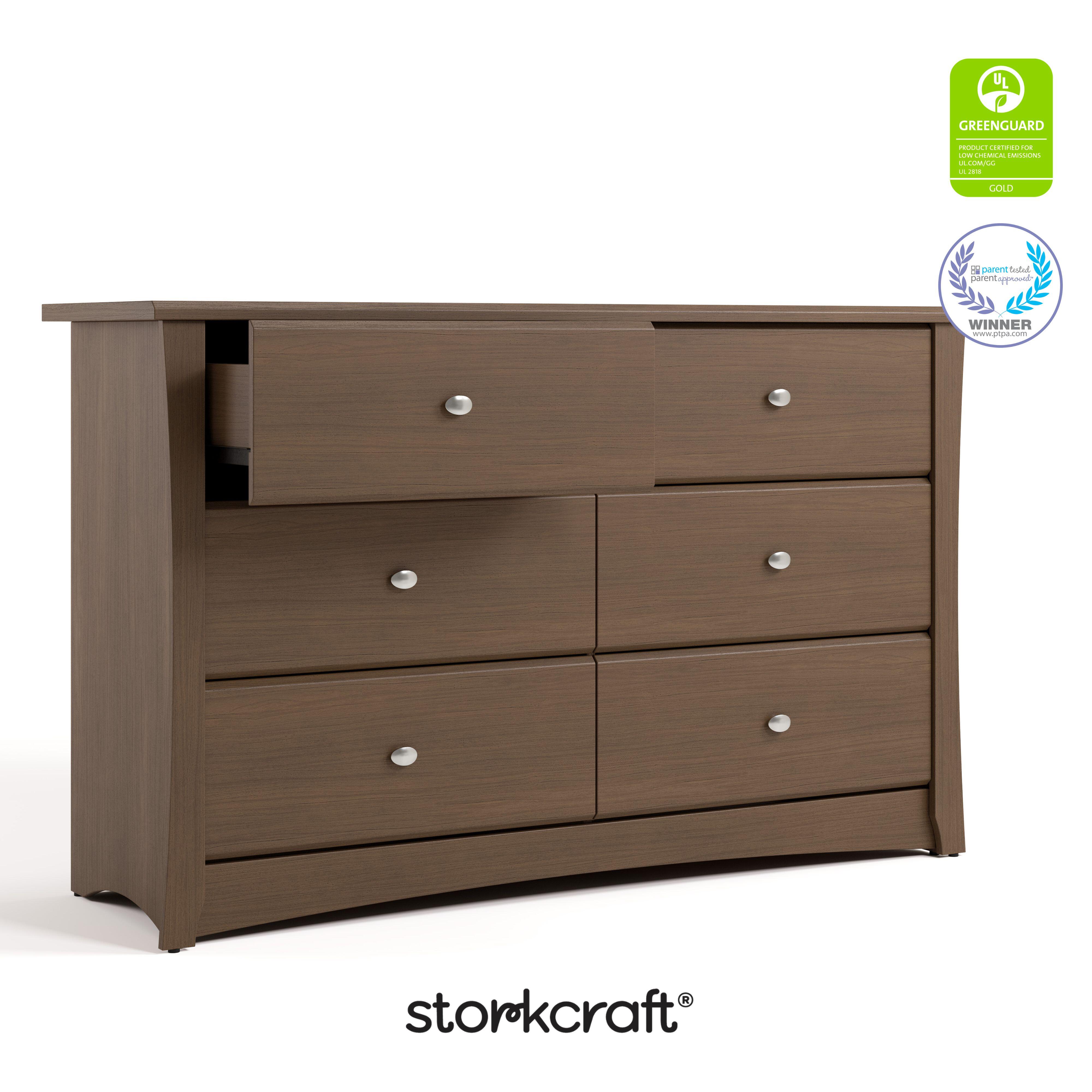 Storkcraft Crescent 6 Drawer Double Dresser, Hazelnut, large