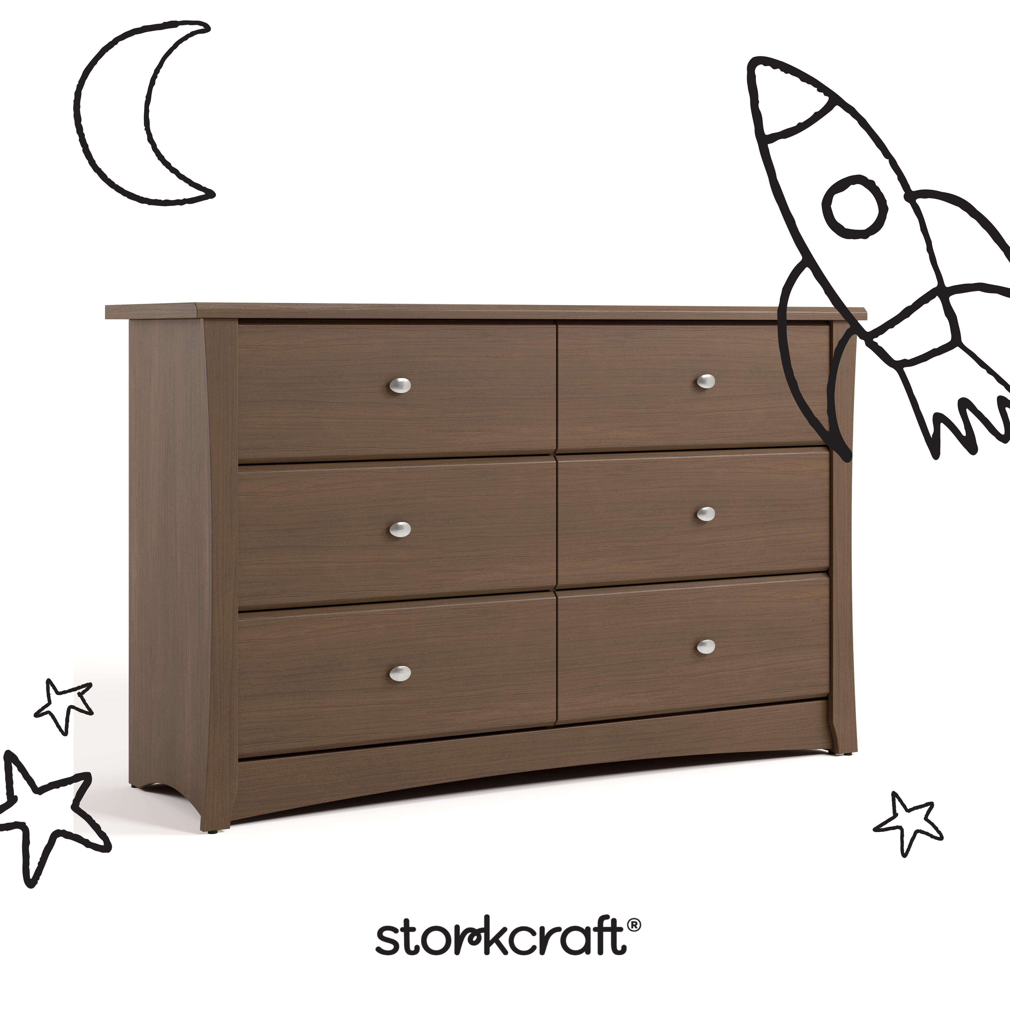Storkcraft Crescent 6 Drawer Double Dresser, Hazelnut, large