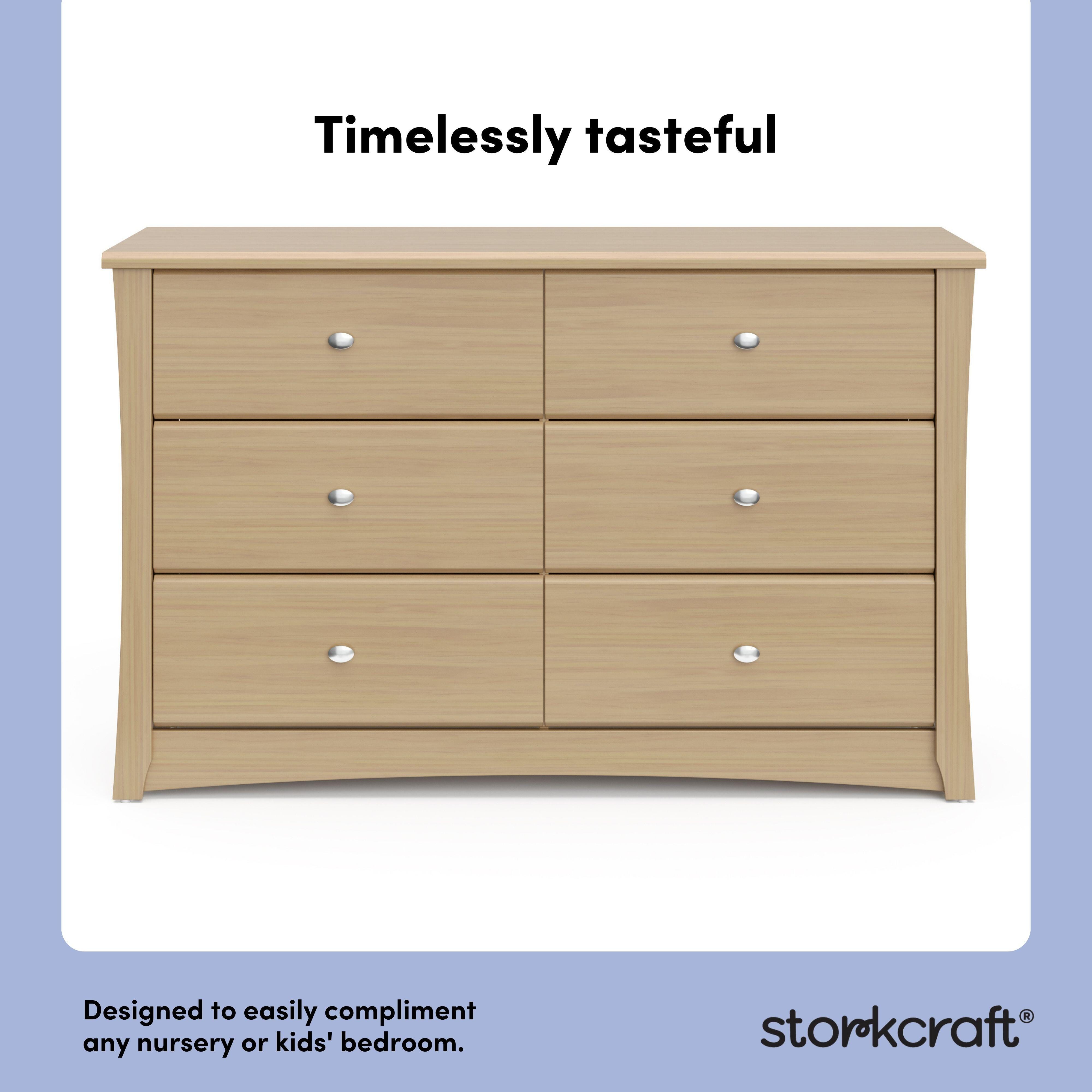 Storkcraft Crescent 6 Drawer Double Dresser, Driftwood, large