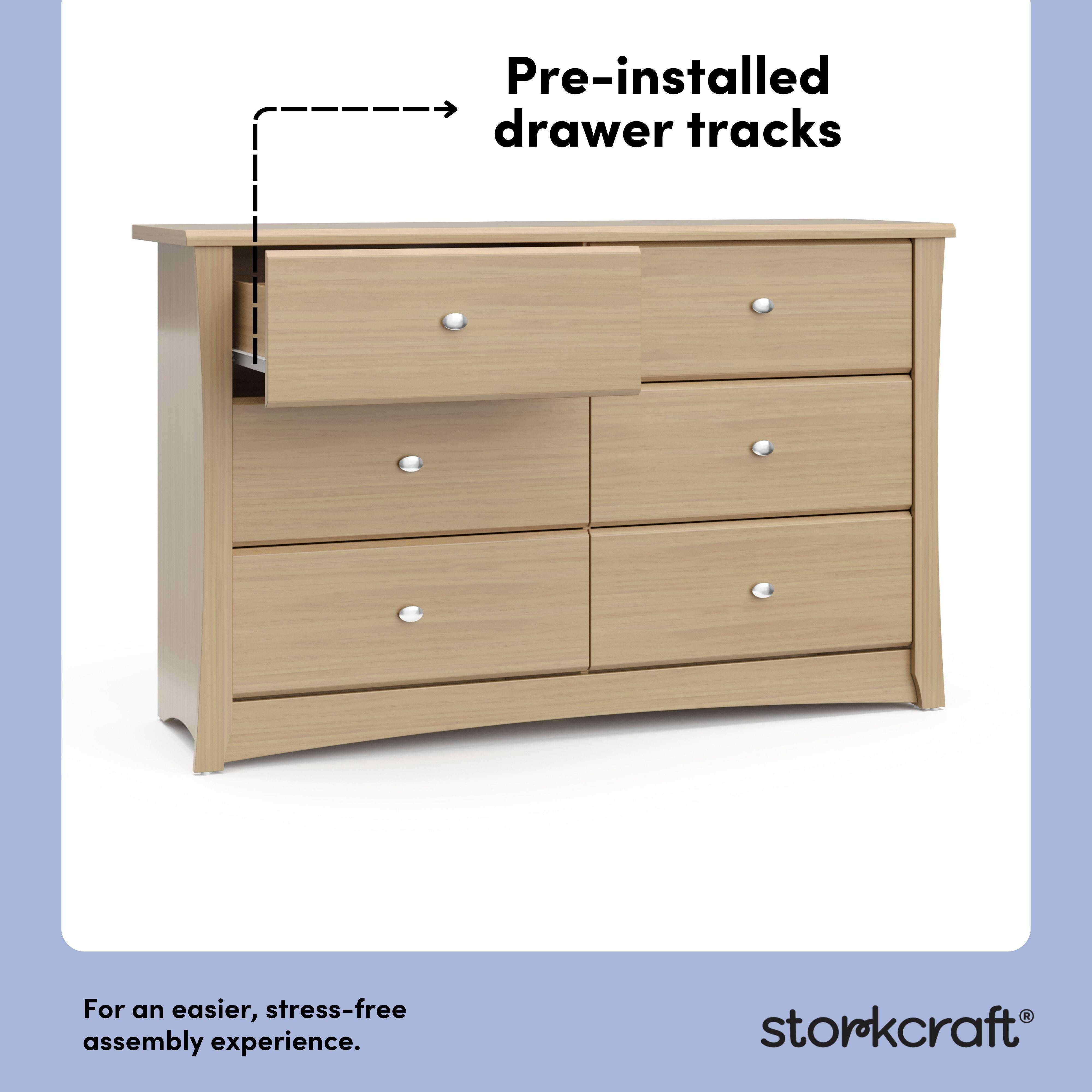 Storkcraft Crescent 6 Drawer Double Dresser, Driftwood, large