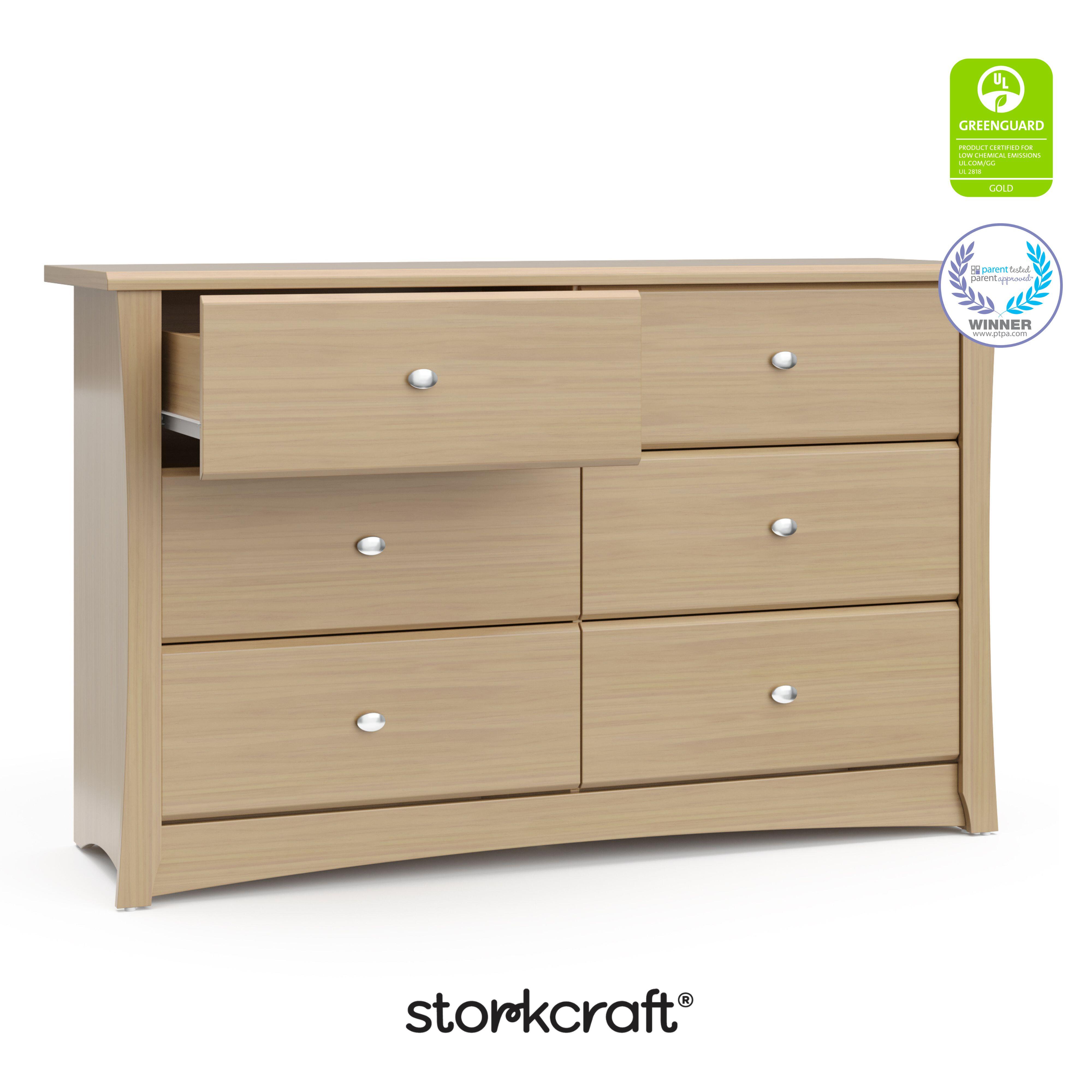 Storkcraft Crescent 6 Drawer Double Dresser, Driftwood, large