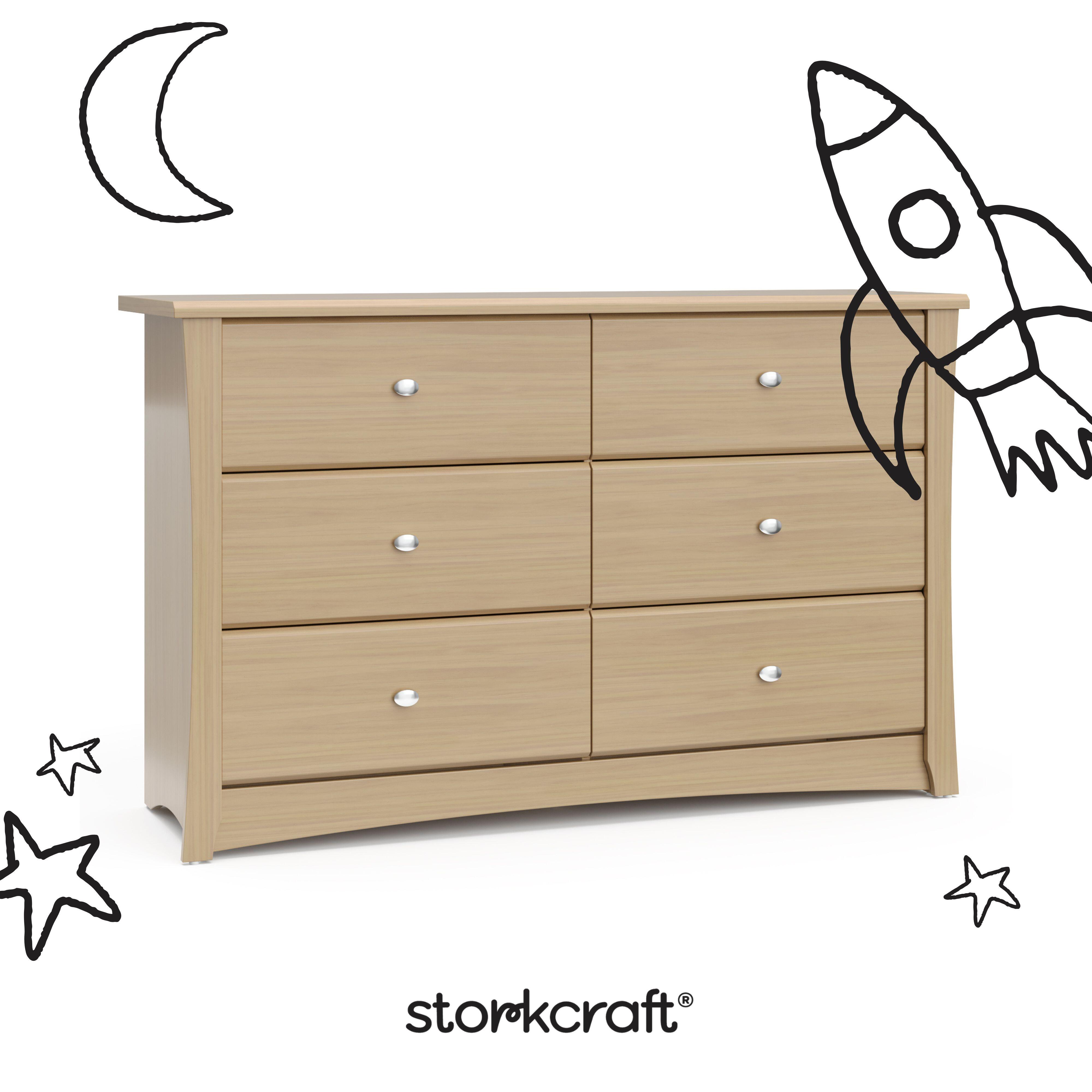 Storkcraft Crescent 6 Drawer Double Dresser, Driftwood, large