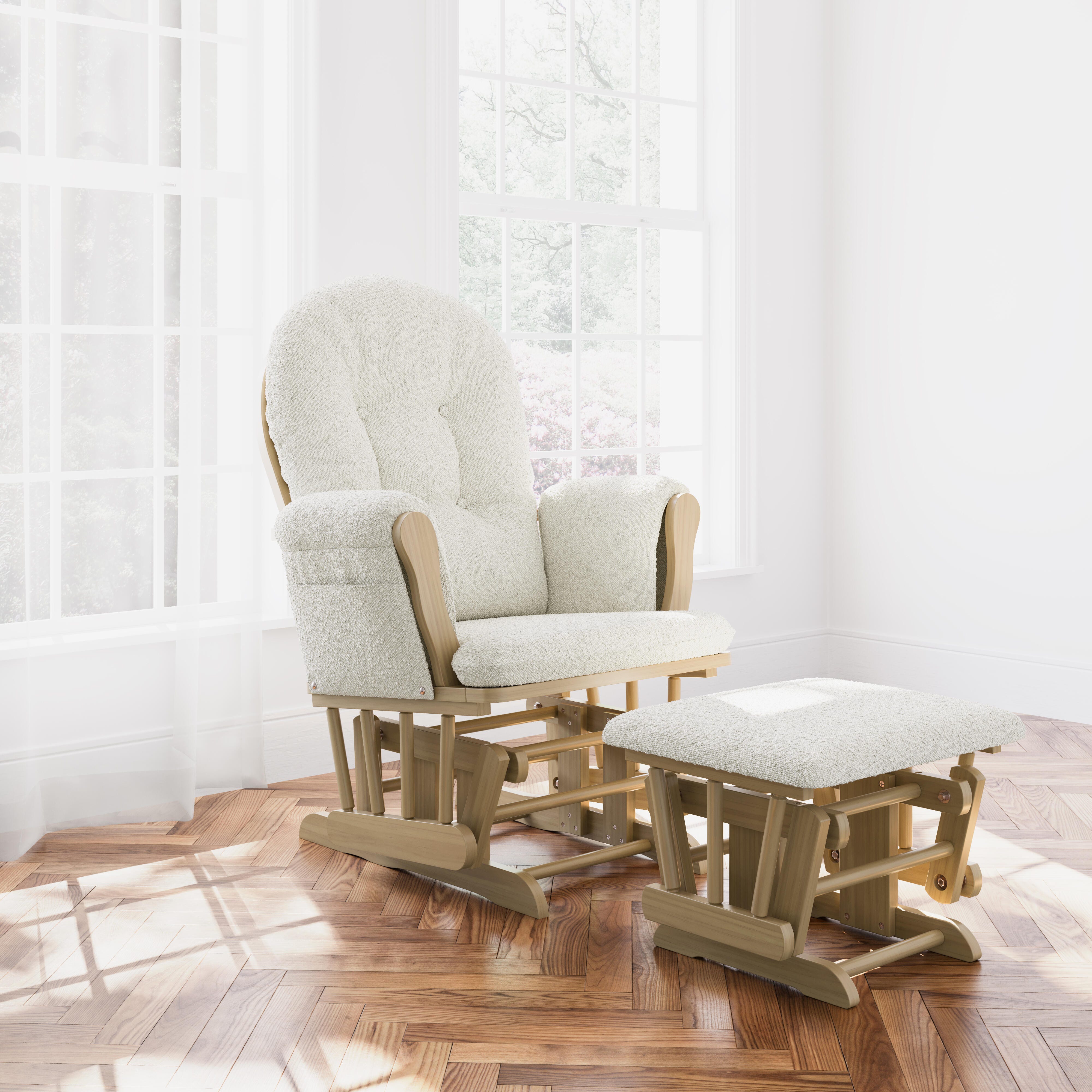 Storkcraft Hoop Glider and Ottoman, Ivory/Tan, large