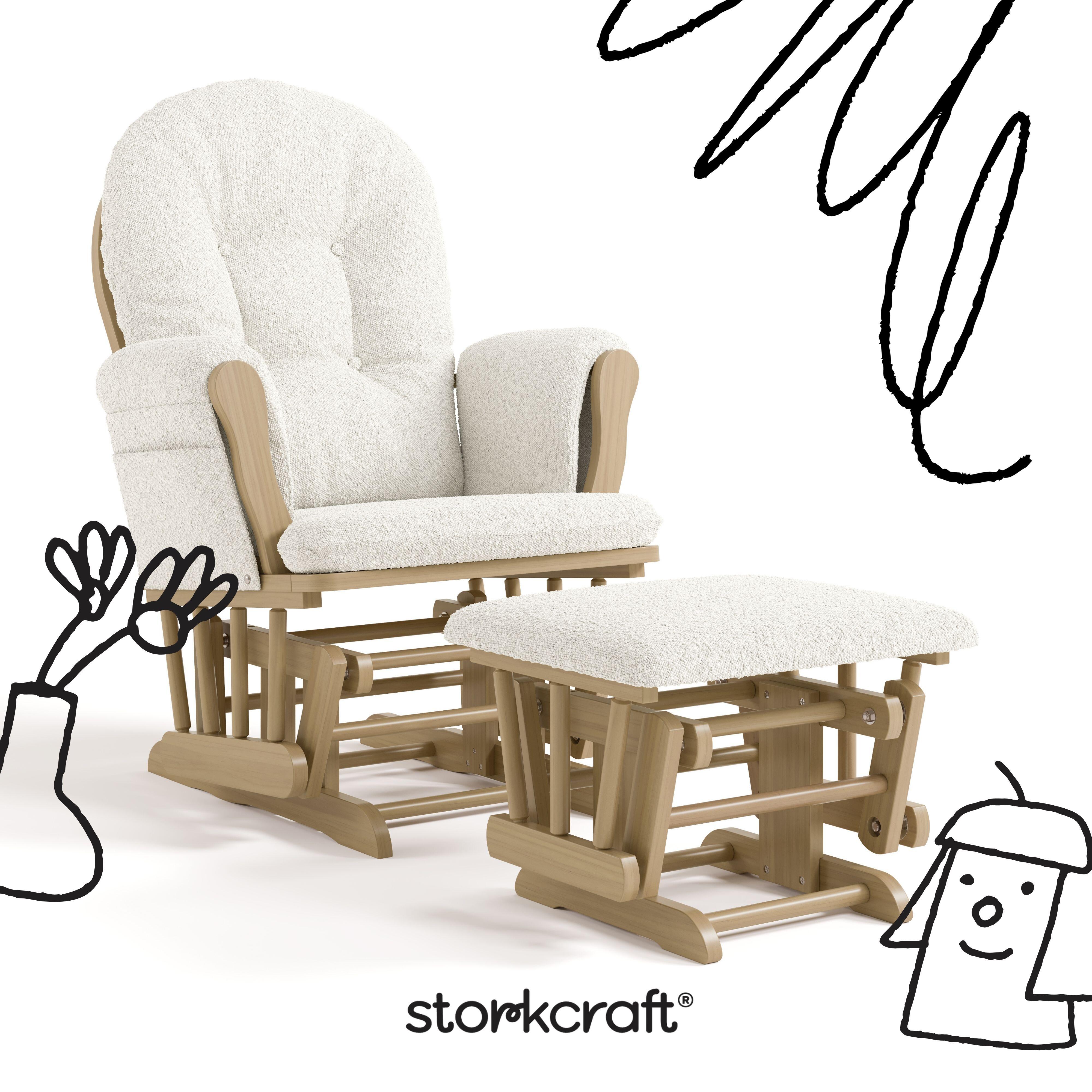 Storkcraft Hoop Glider and Ottoman, Ivory/Tan, large