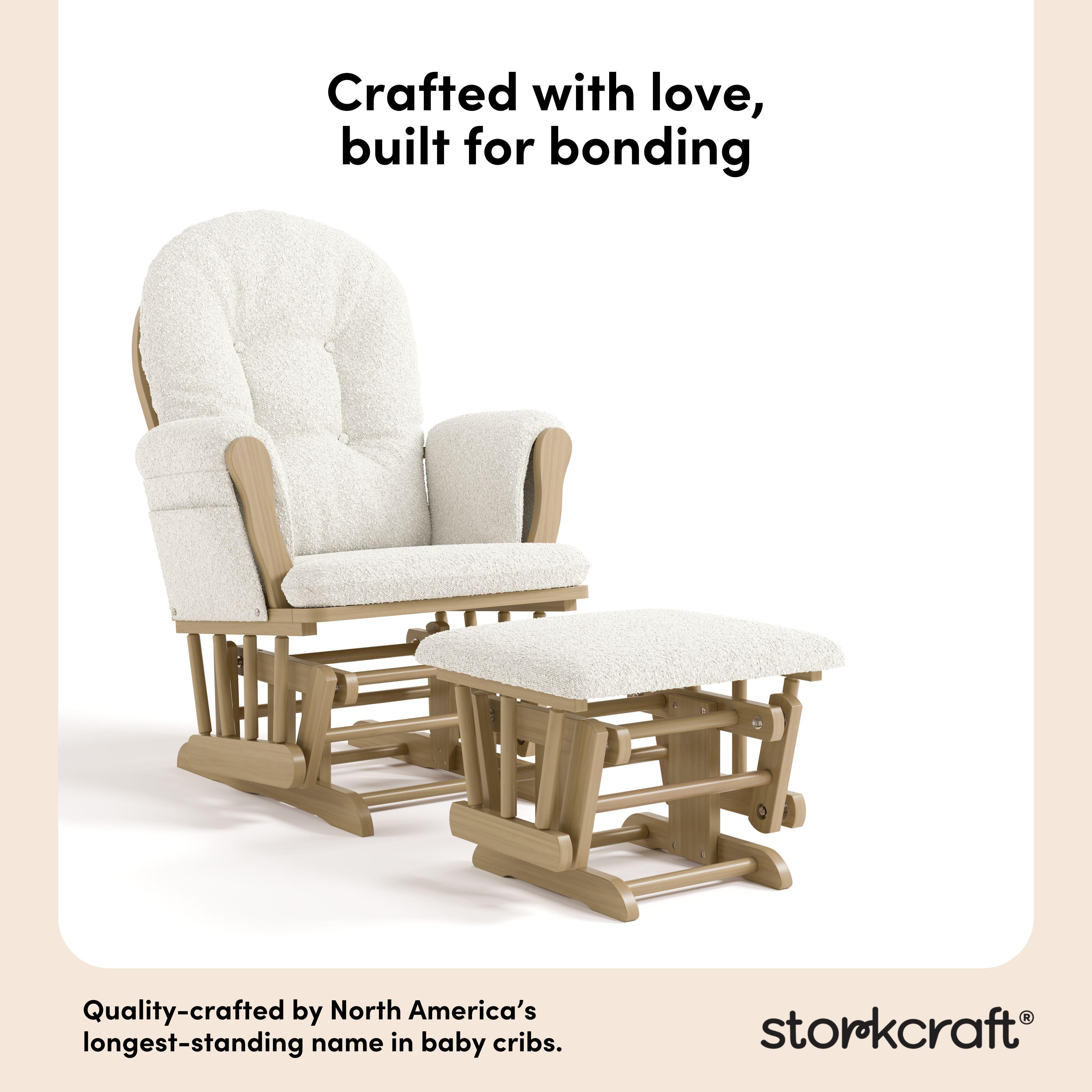 Storkcraft Hoop Glider and Ottoman, Ivory/Tan, large