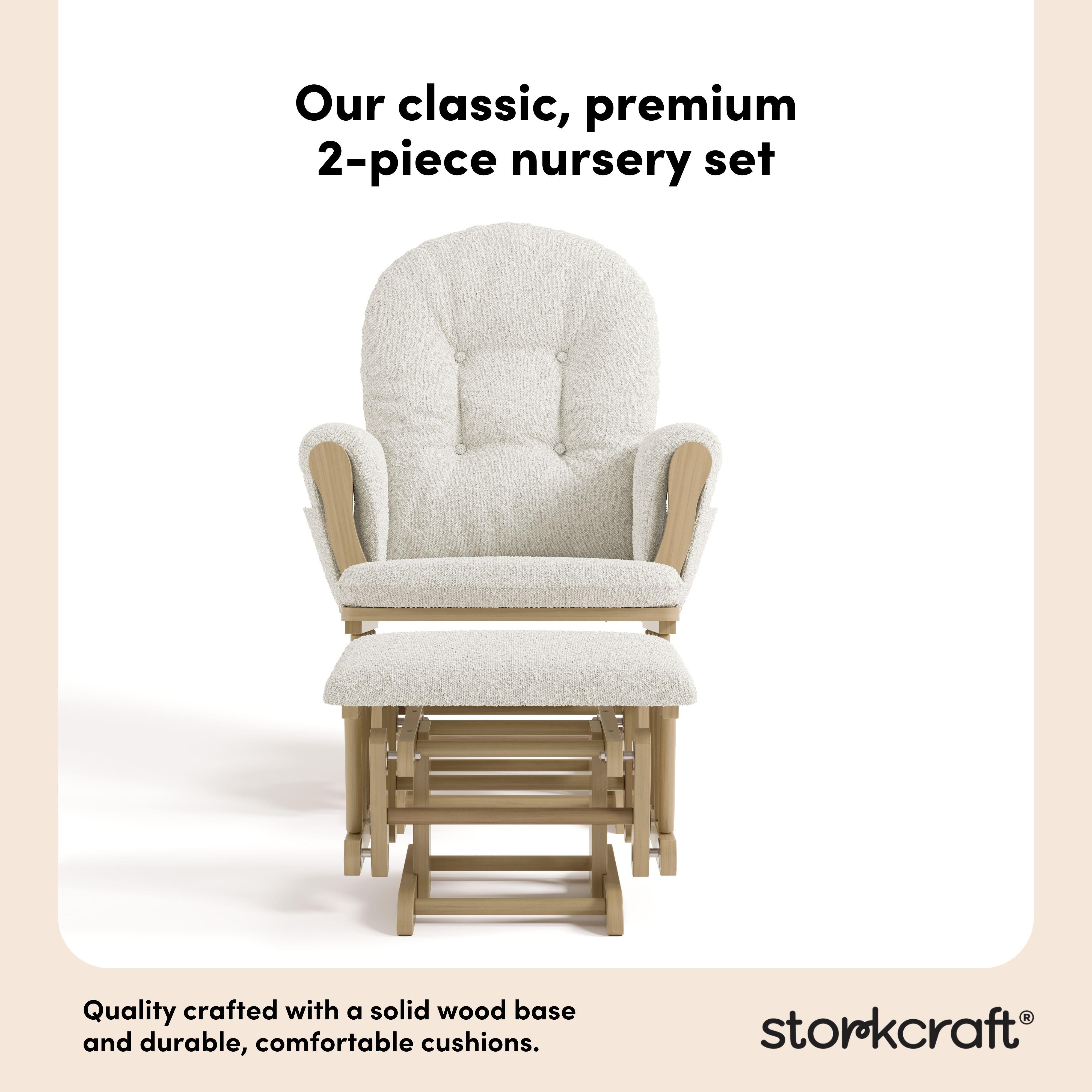 Storkcraft Hoop Glider and Ottoman, Ivory/Tan, large
