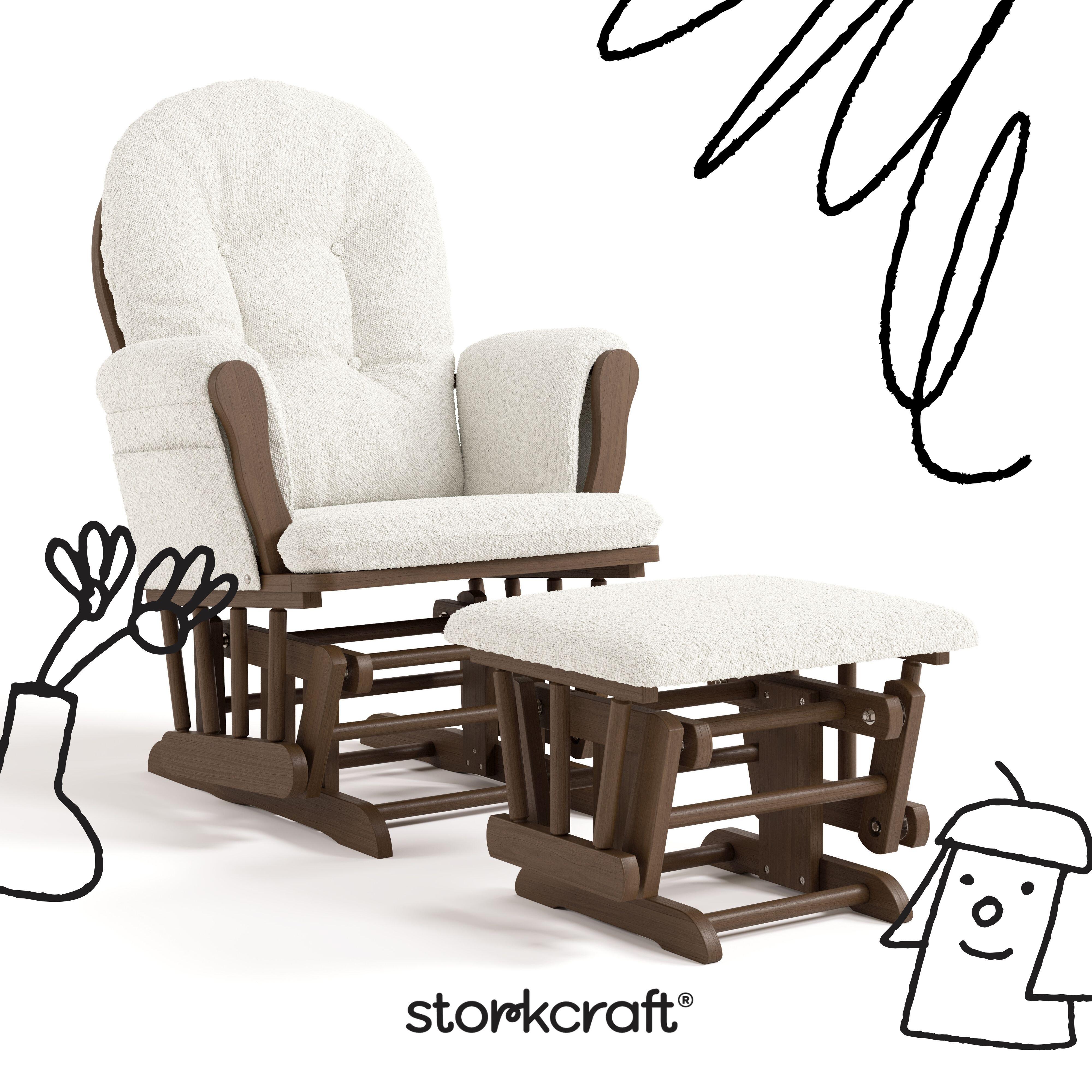 Storkcraft Hoop Glider and Ottoman, Ivory/Brown, large