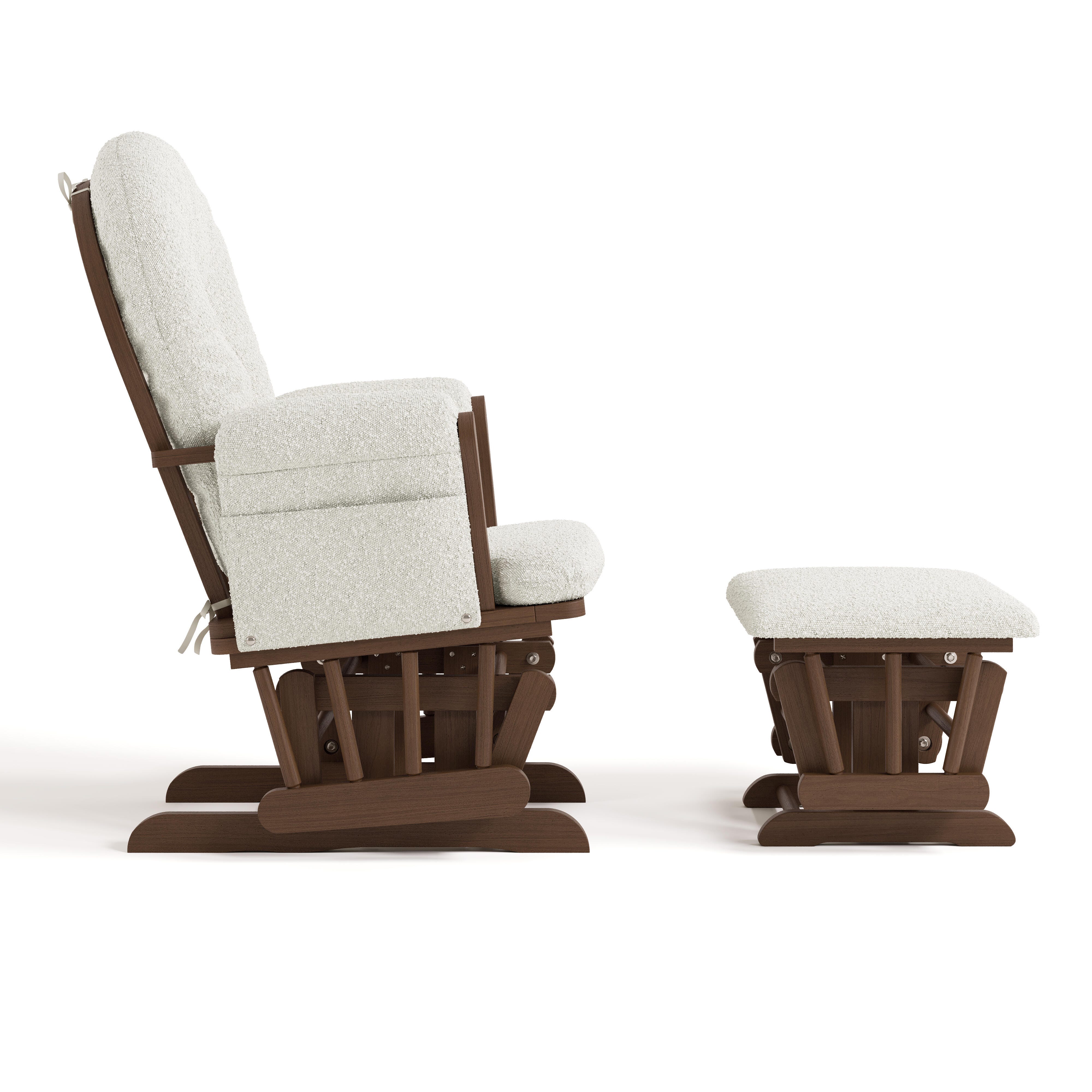 Storkcraft Hoop Glider and Ottoman, Ivory/Brown, large