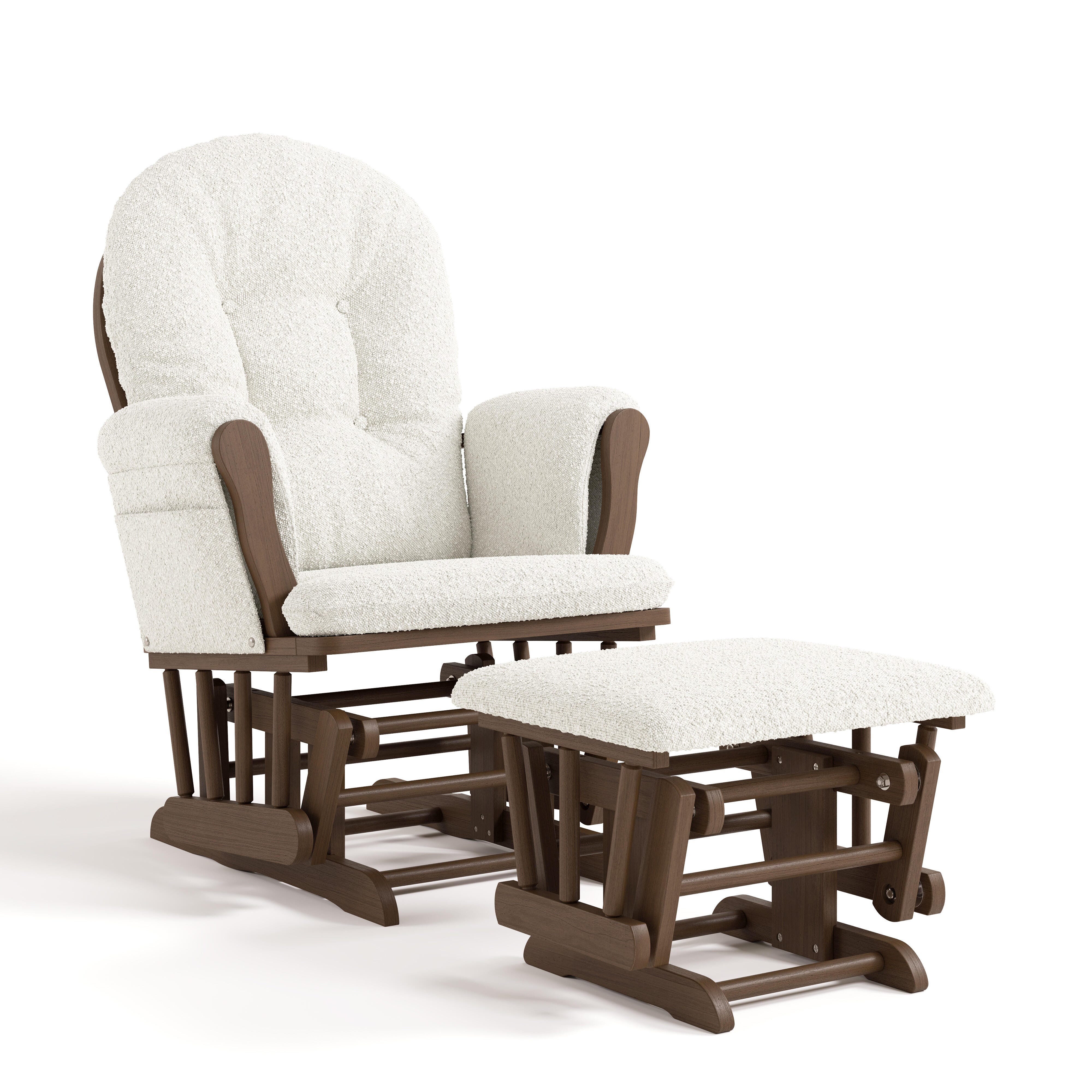 Storkcraft Hoop Glider and Ottoman, Ivory/Brown, large