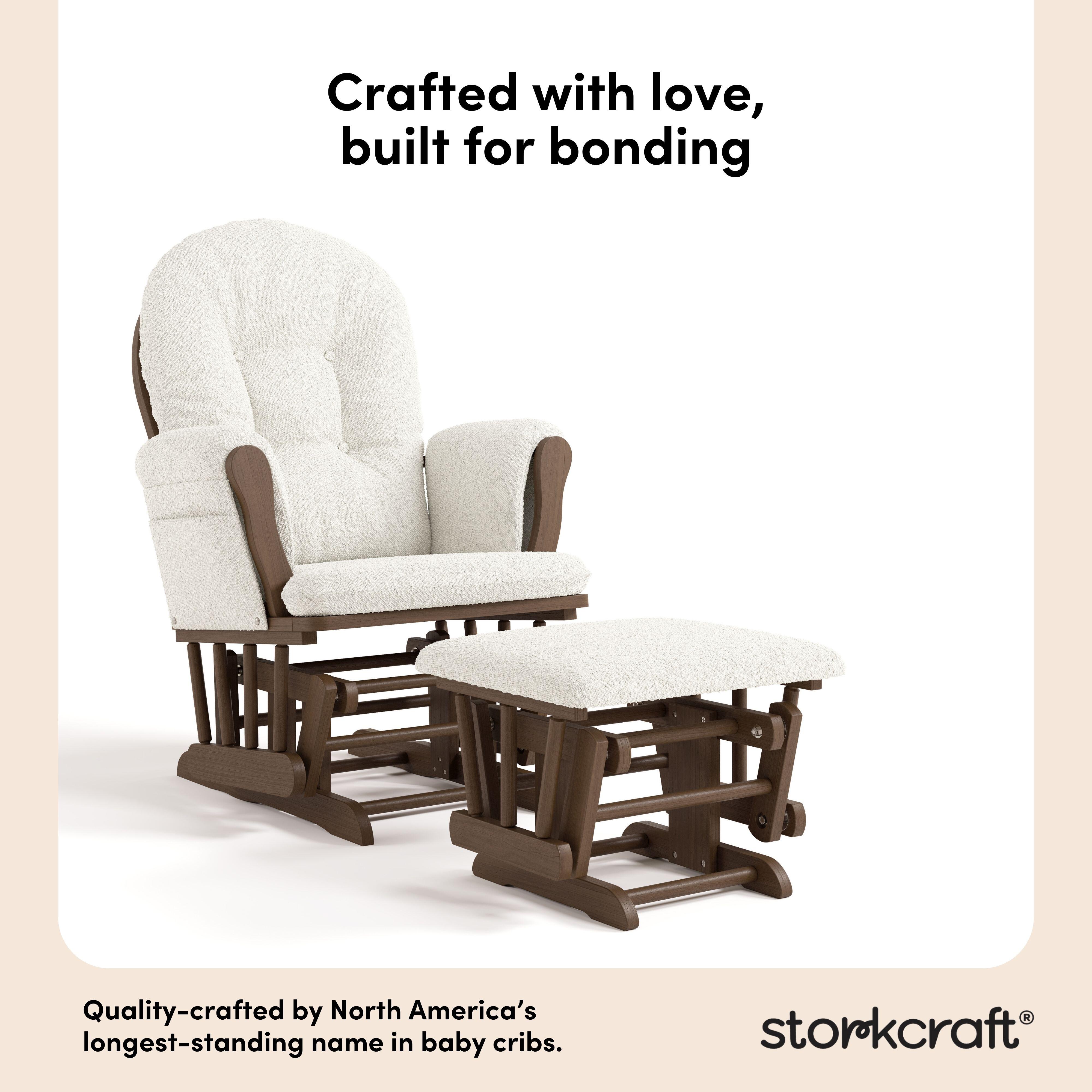 Storkcraft Hoop Glider and Ottoman, Ivory/Brown, large