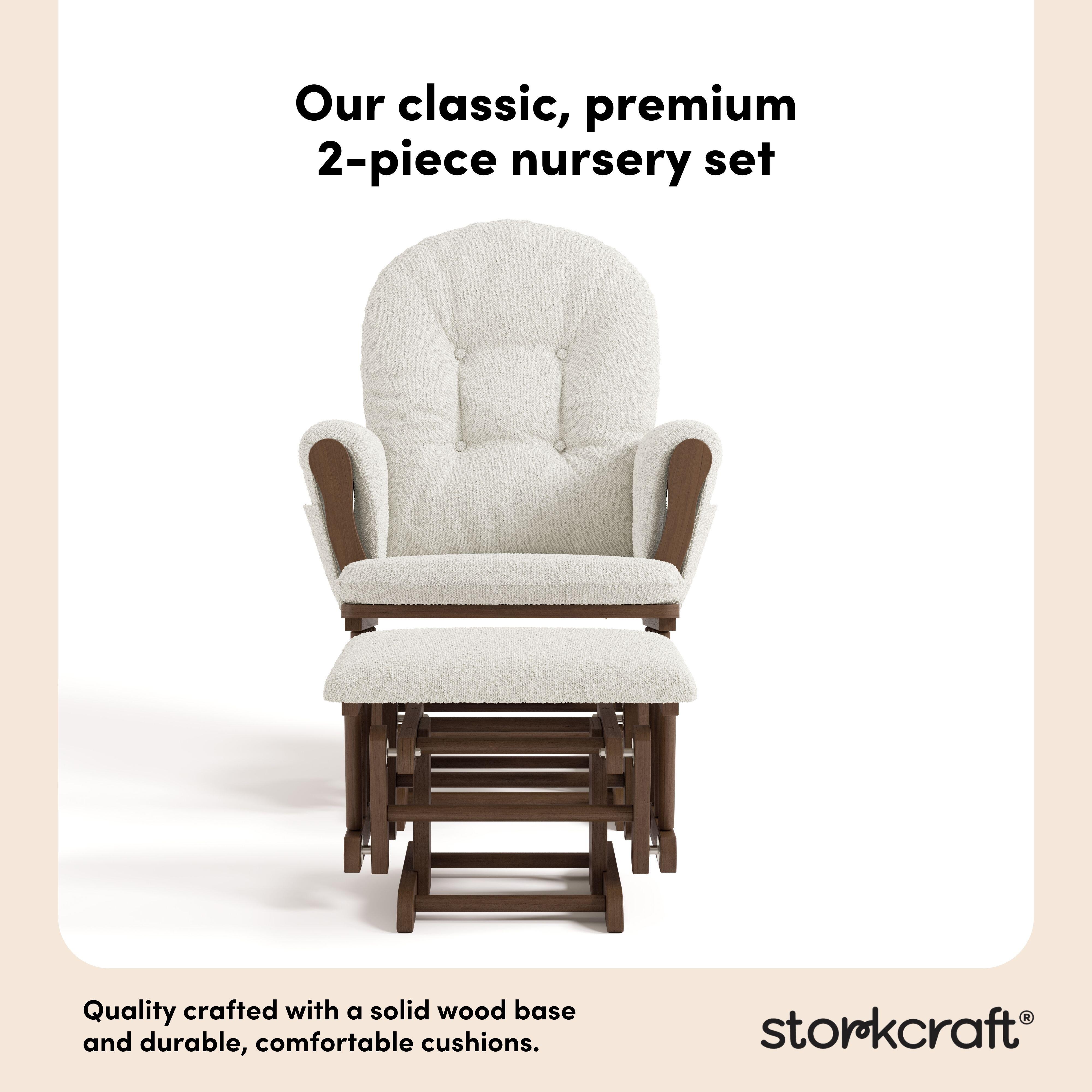 Storkcraft Hoop Glider and Ottoman, Ivory/Brown, large