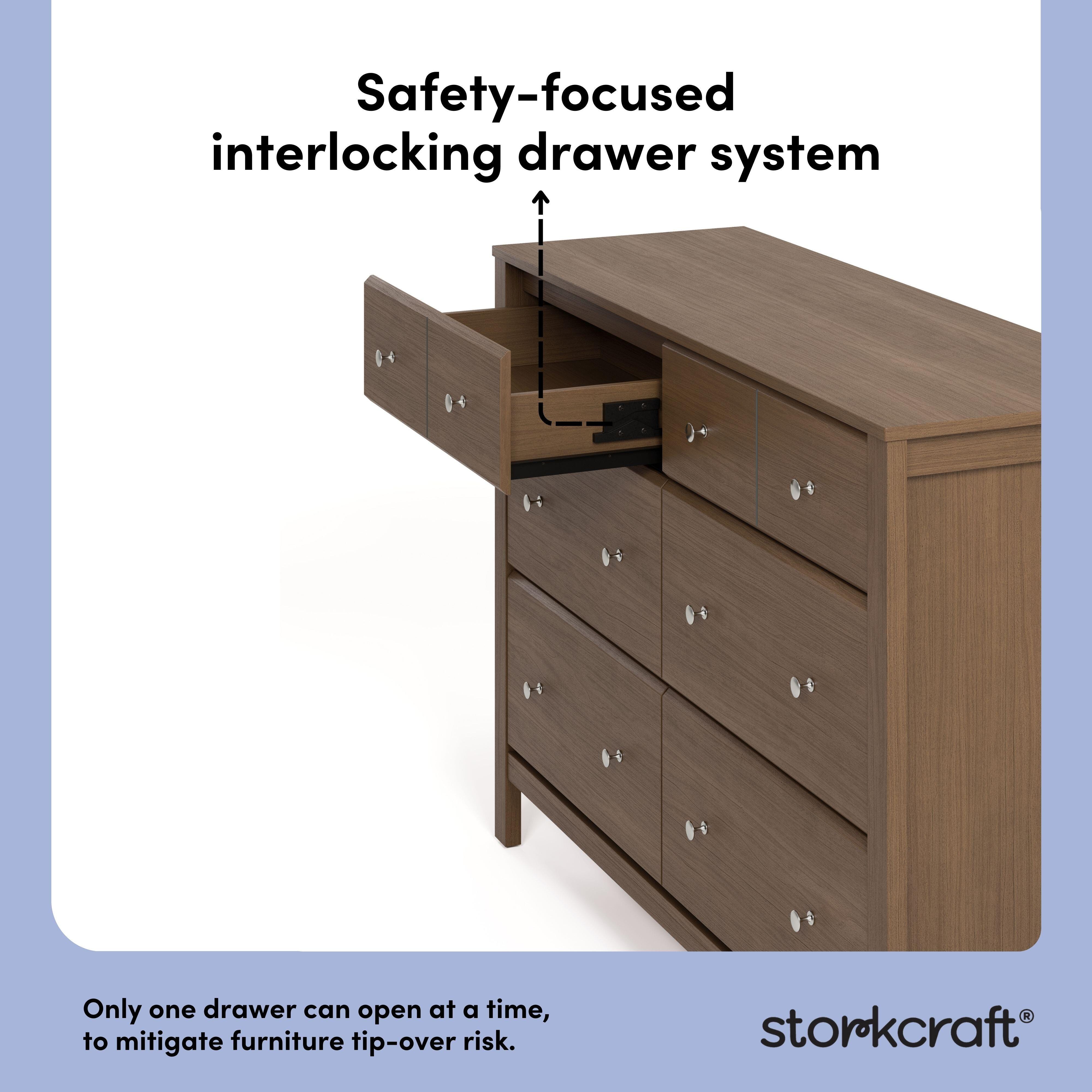 Storkcraft Horizon 6 Drawer Double Dresser, Hazelnut, large