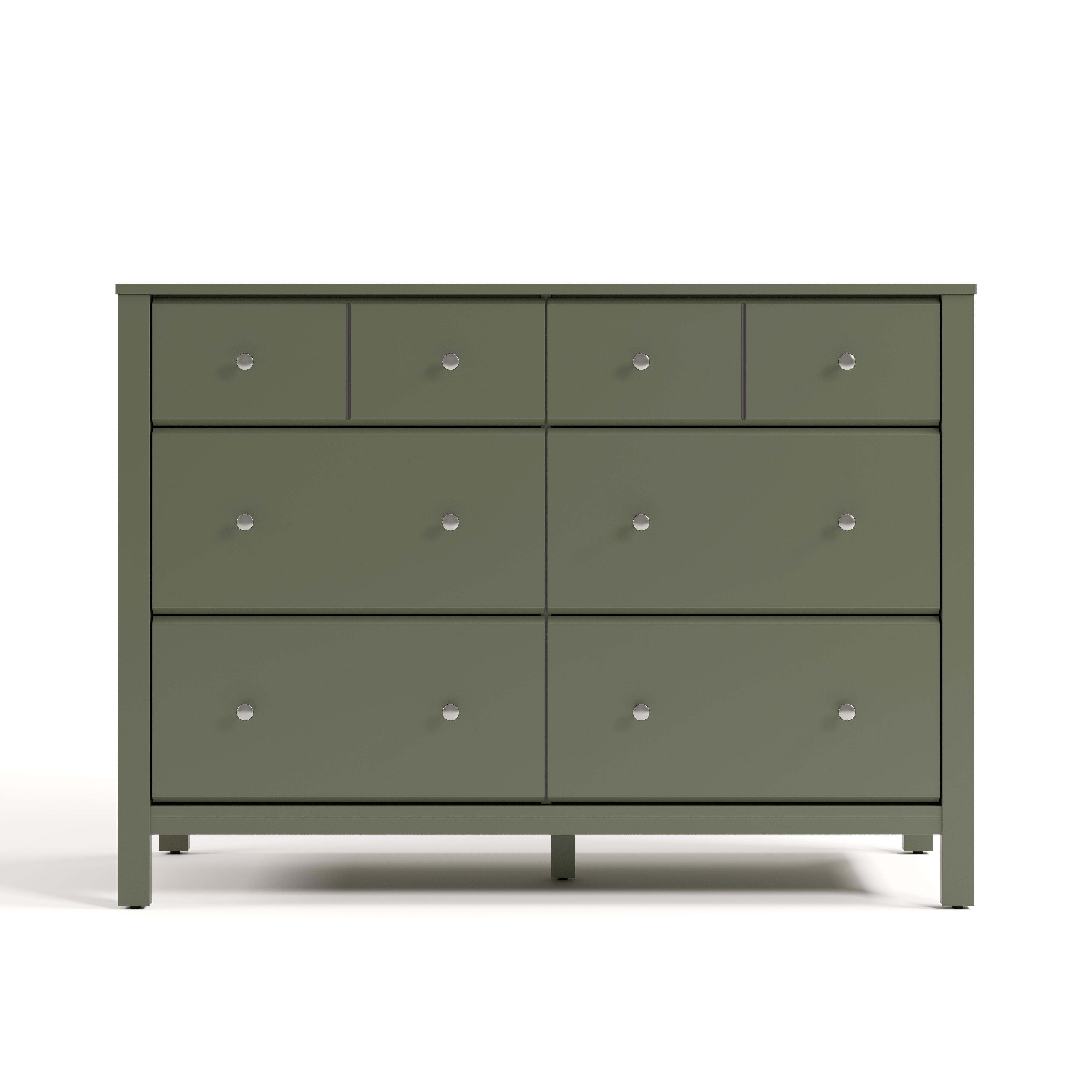Storkcraft Horizon 6 Drawer Double Dresser, Olive, large