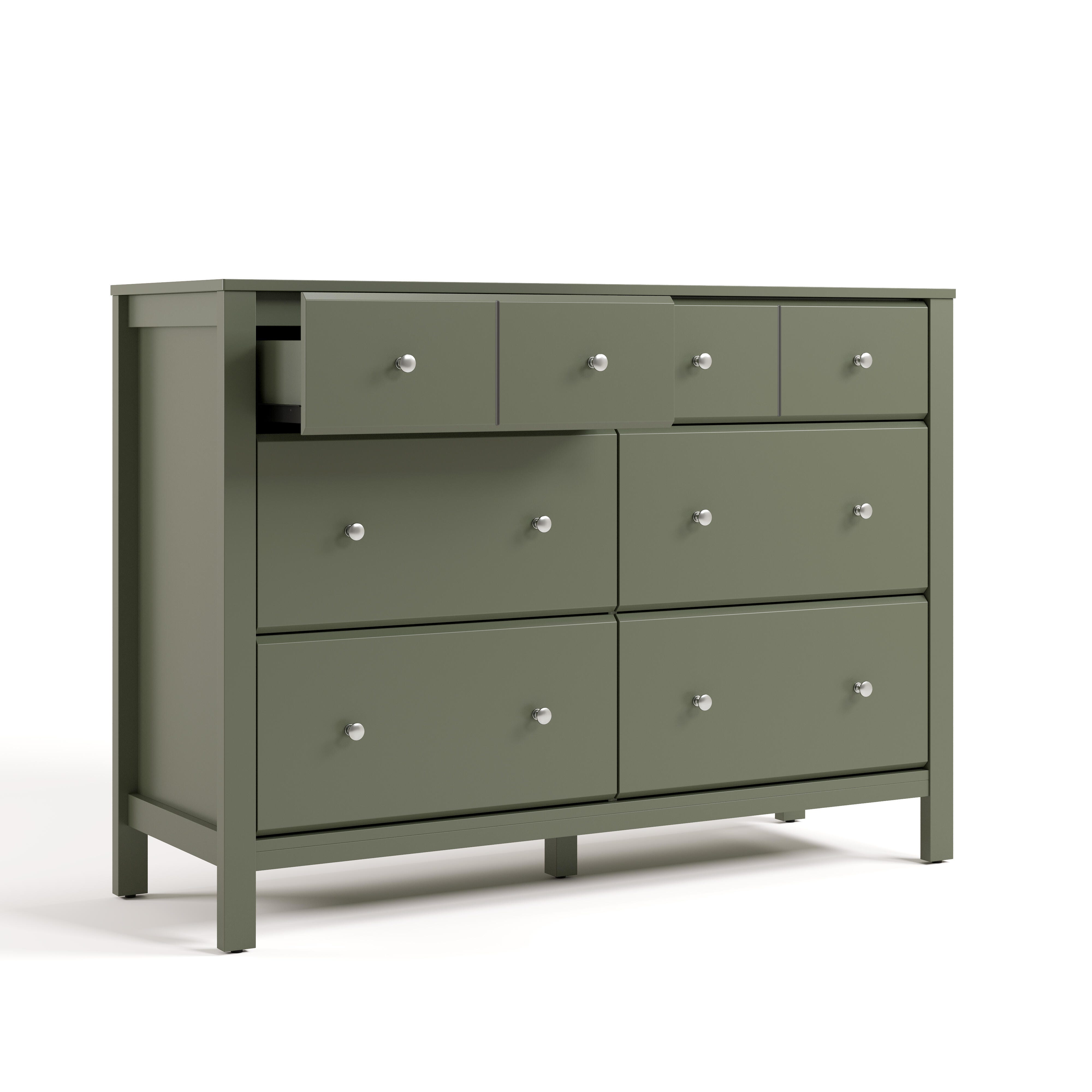 Storkcraft Horizon 6 Drawer Double Dresser, Olive, large
