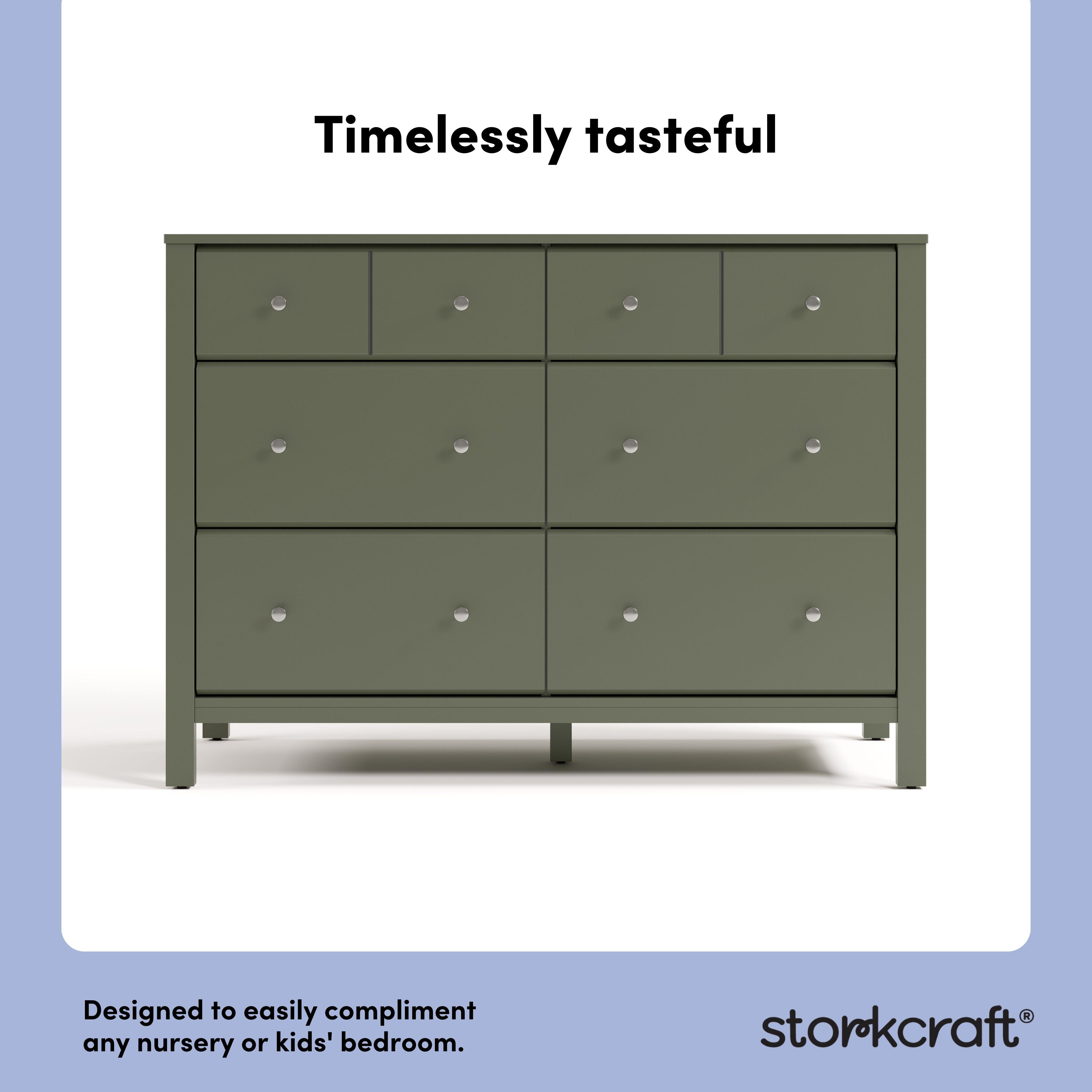 Storkcraft Horizon 6 Drawer Double Dresser, Olive, large