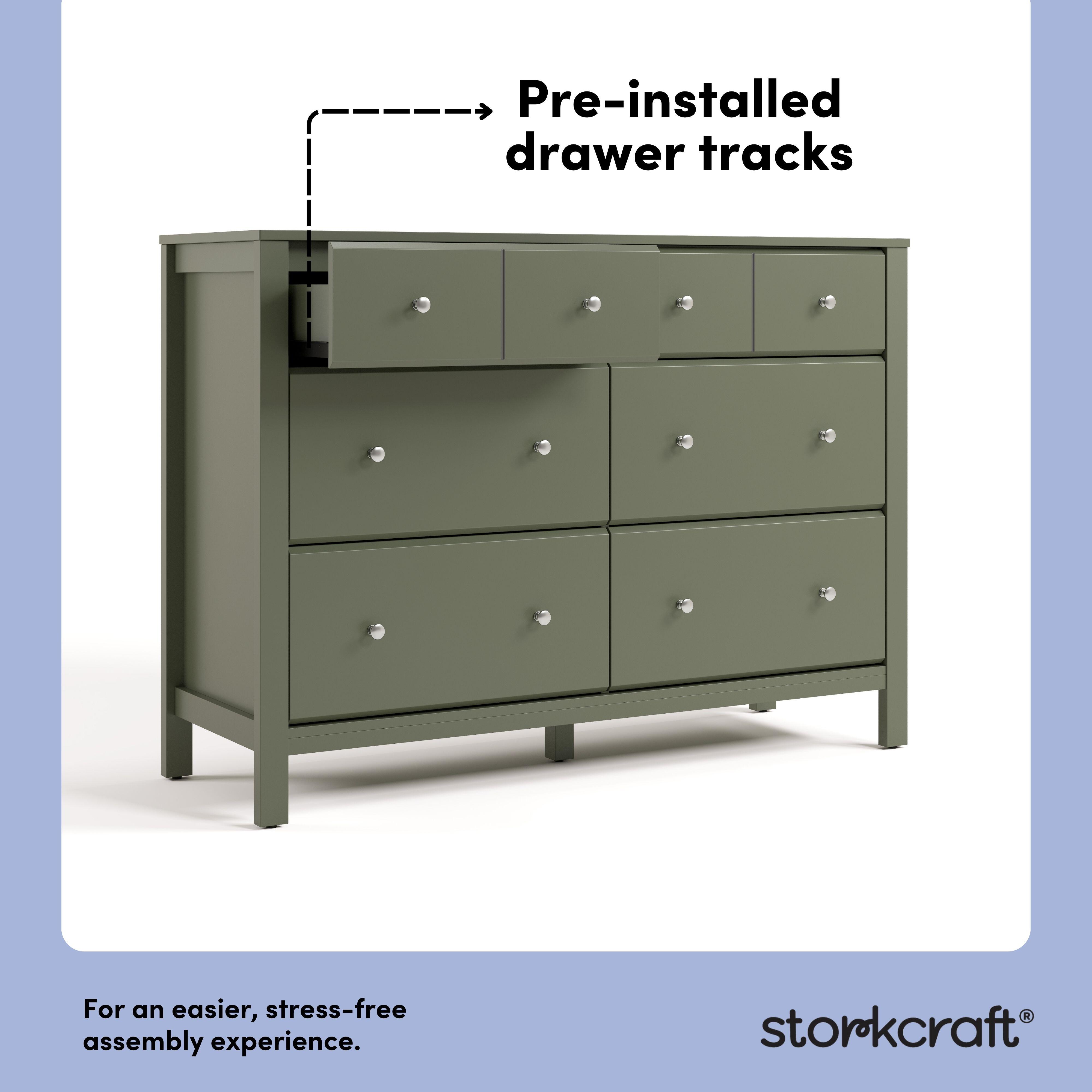 Storkcraft Horizon 6 Drawer Double Dresser, Olive, large