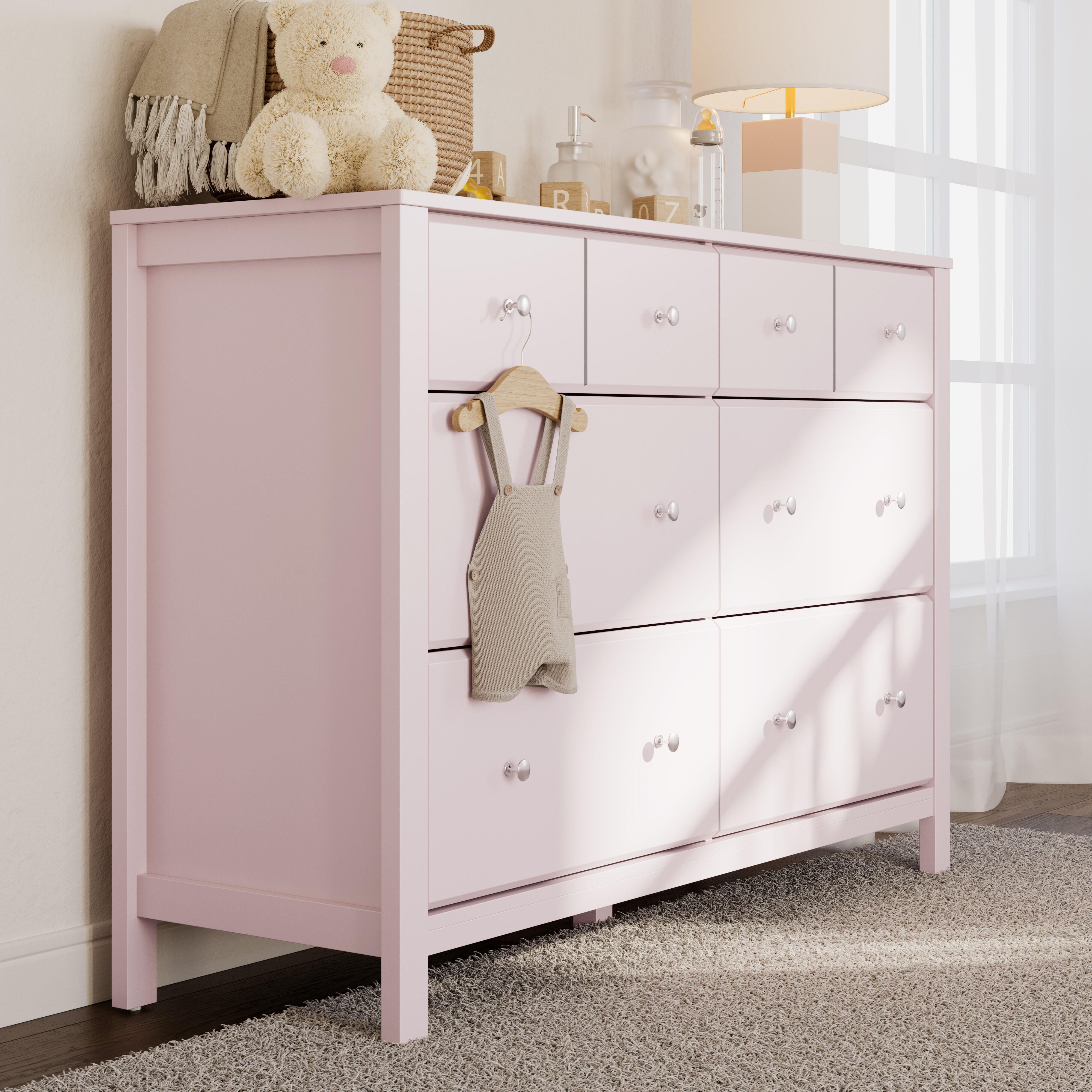 Storkcraft Horizon 6 Drawer Double Dresser, Blush, rollover
